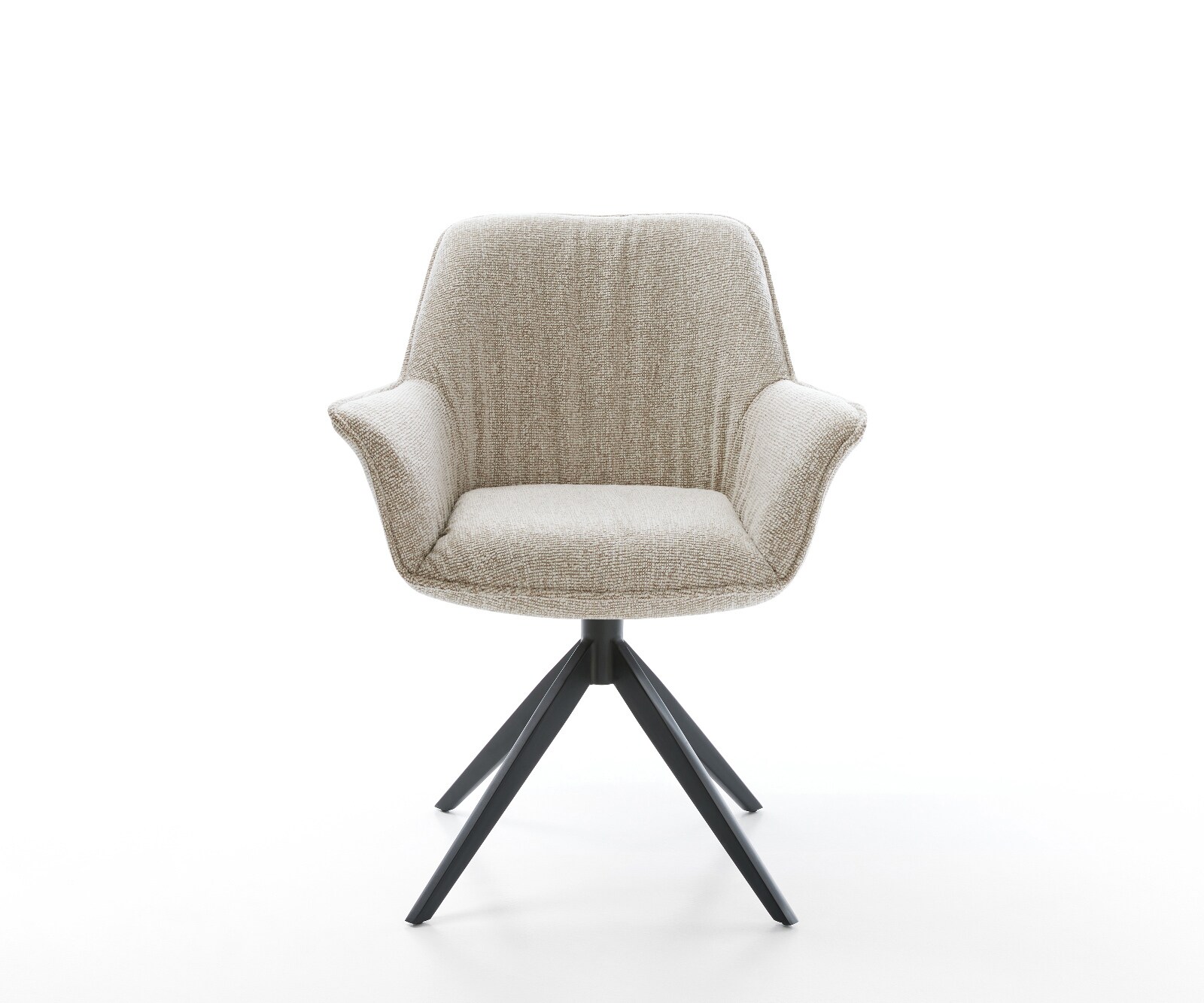 Chaise-pivotante Keila-Flex avec accoudoirs tissu tissé doux beige pied croisé large noir pivotement sur 360° fonction bascule 2