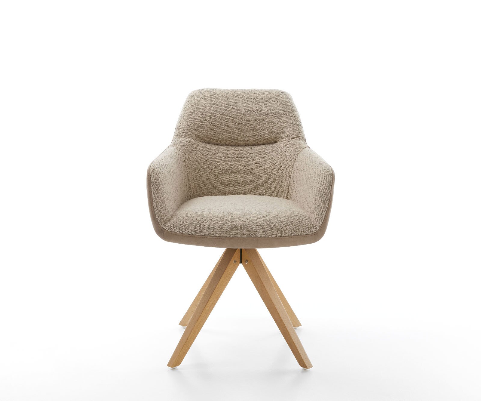 Chaise-pivotante Pejo-Flex tissu mixte couleur boue pied en bois angulaire blanc pivotement sur 180° ressorts ensachés 1