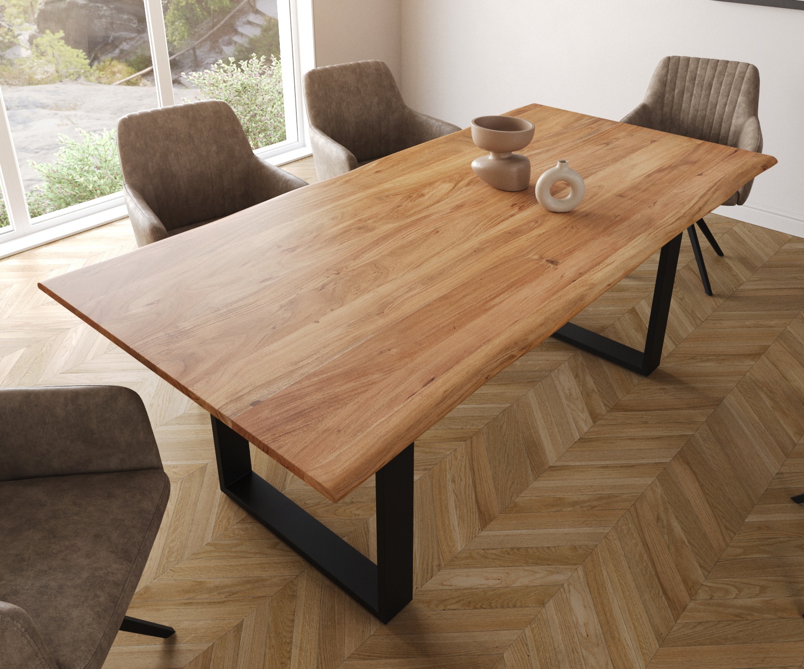 Table à manger Edge 200x100 S acacia naturel patin noir Live-Edge 3 Table à manger Edge 200x100 S acacia naturel patin noir Live-Edge 3