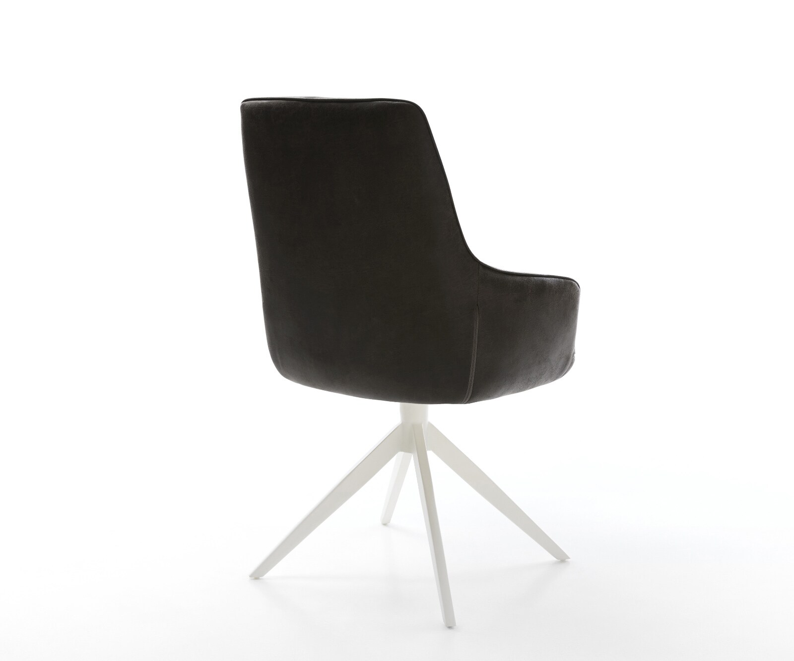 Chaise-pivotante Zelia-Flex avec accoudoirs microfibre antracite vintage pied croisé large blanc pivotement sur 360° fonction bascule ressorts ensachés 5
