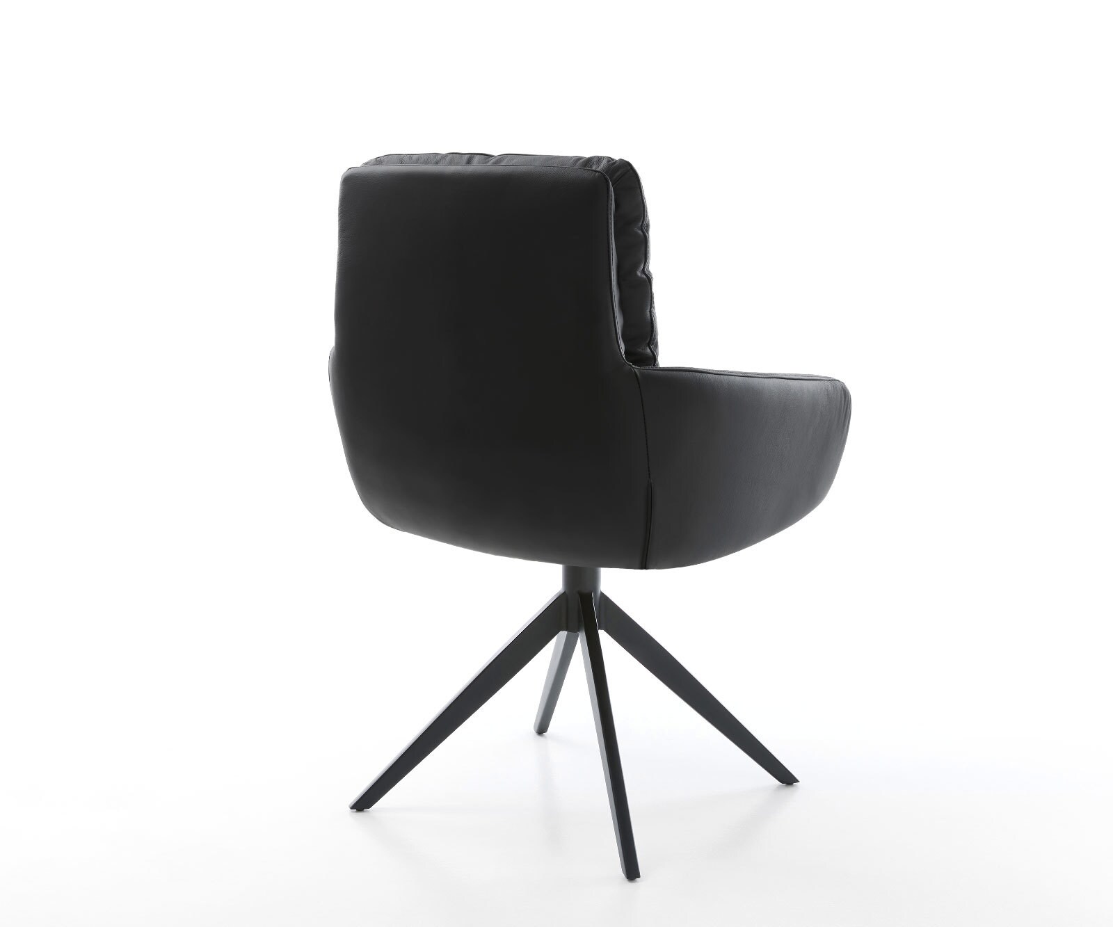 Chaise-pivotante Abelia-Flex cuir de vache noir pied croisé large noir pivotement sur 360° fonction bascule 4