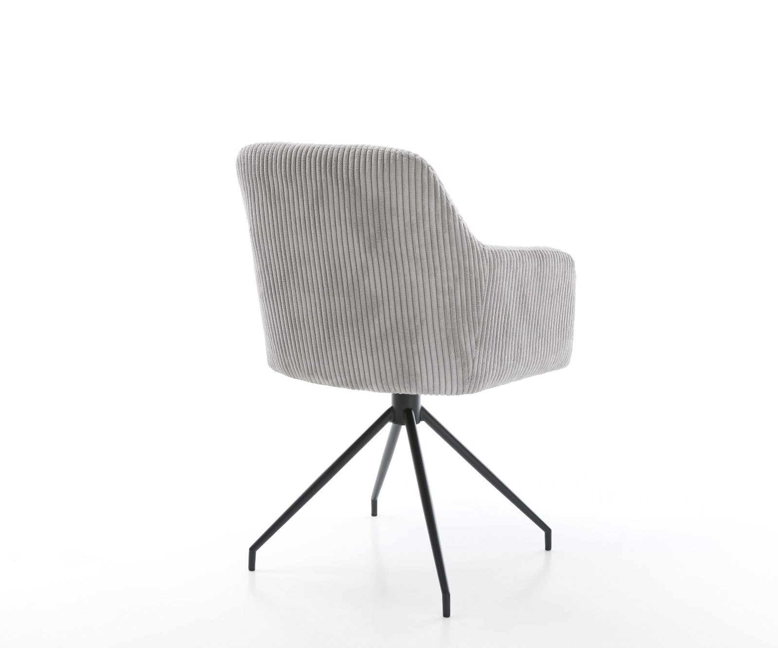 Chaise-de-salle-à-manger Greg-Flex côtelé gris argenté pied croisé conique noir ressorts ensachés 4 Chaise-de-salle-à-manger Greg-Flex côtelé gris argenté pied croisé conique noir ressorts ensachés 4