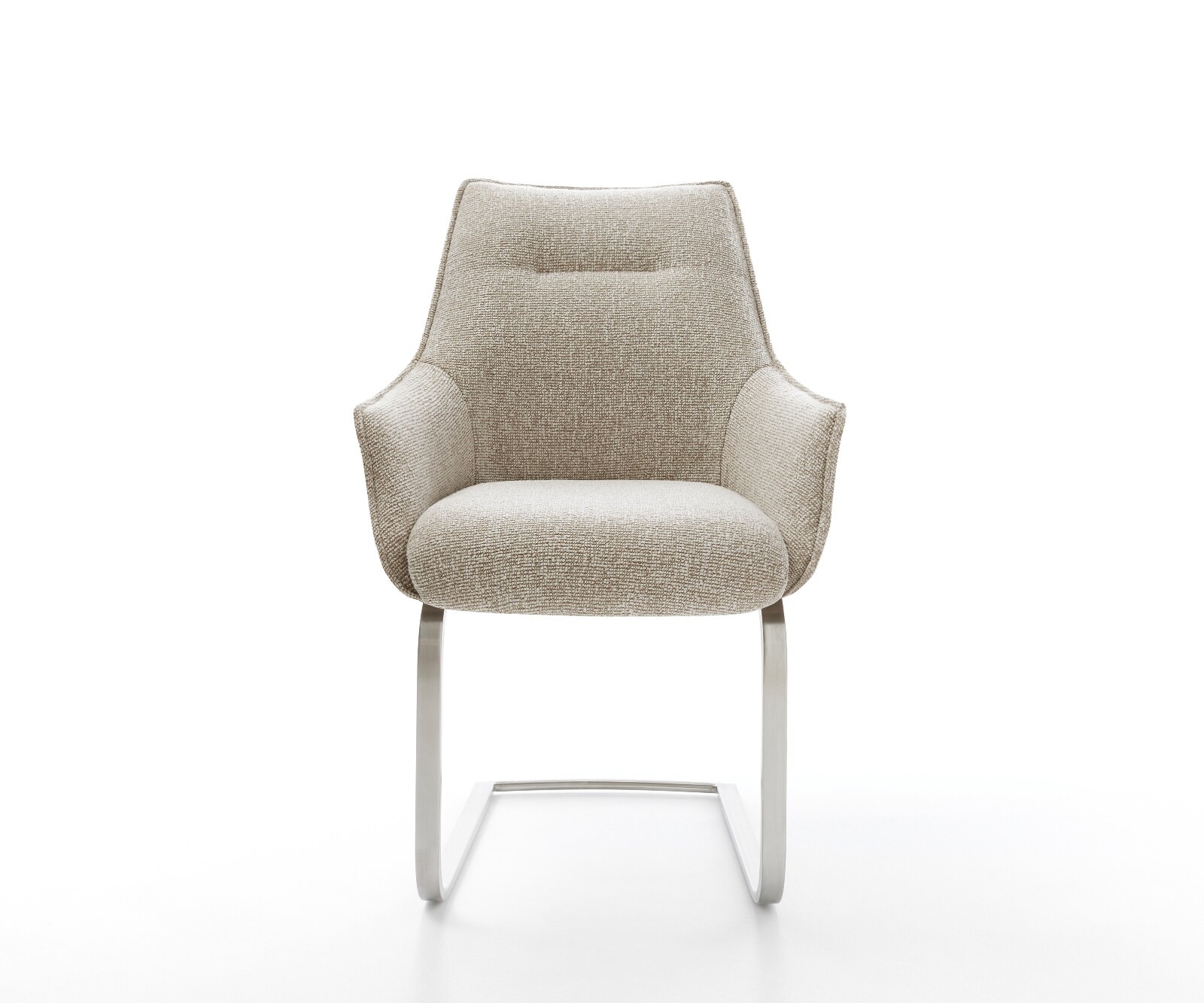 Cantilever Alja-Flex avec accoudoirs tissu tissé doux beige pied cantilever plat acier inoxydable resorts ensachés 2