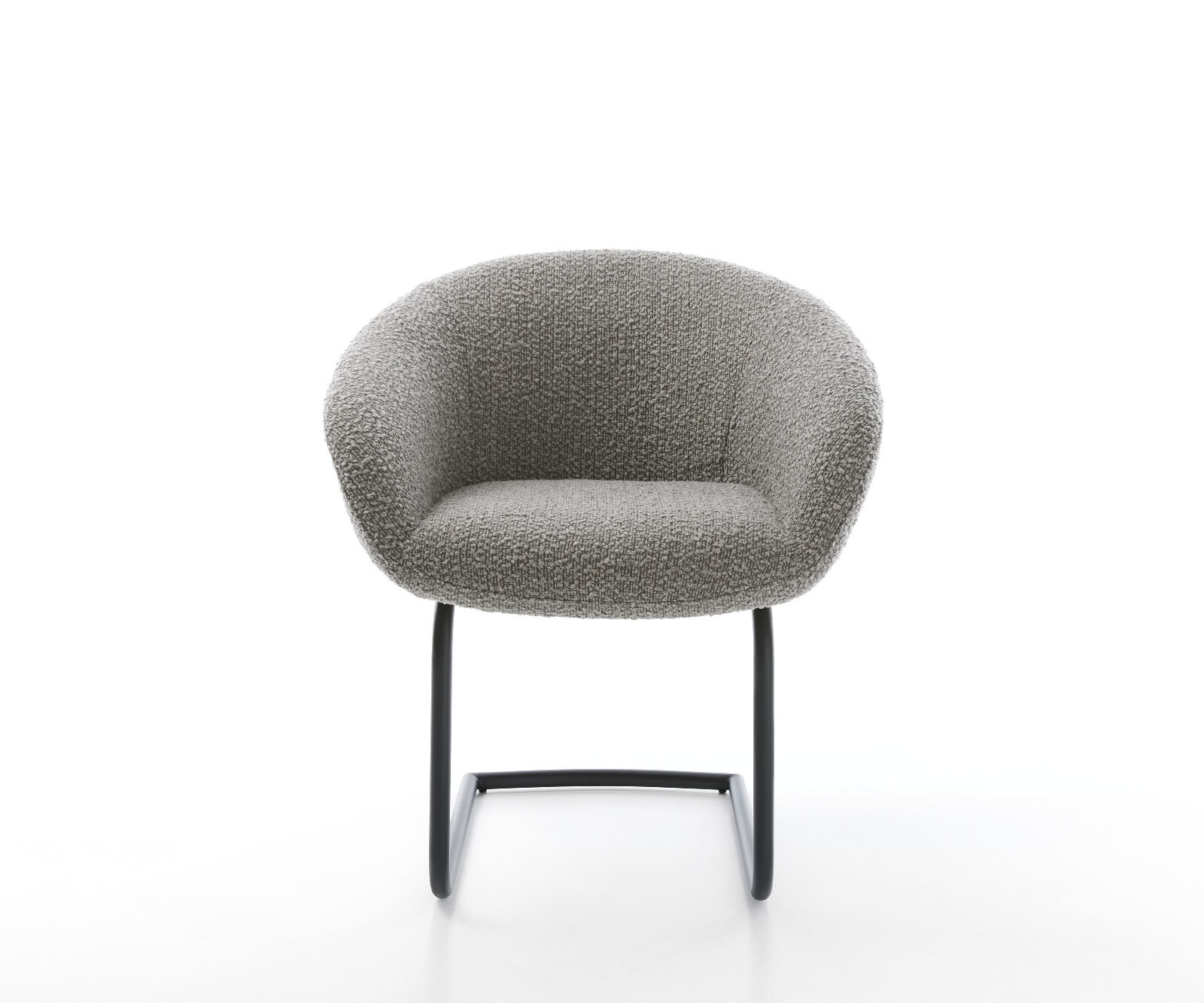 Cantilever Vinka-Flex avec accoudoirs bouclé gris argenté pied cantilever rond noir ressorts ensachés 2