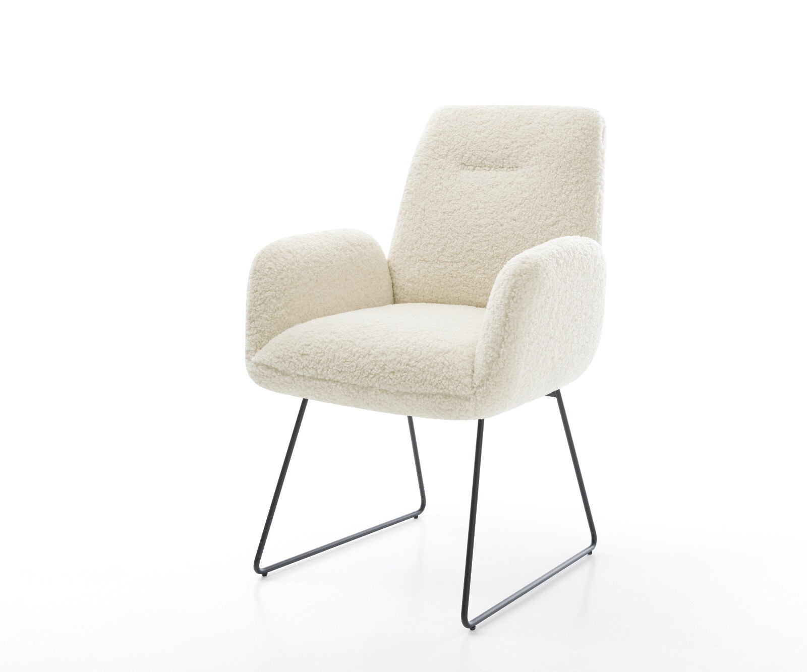 Chaise-de-salle-à-manger Zoa-Flex tissu teddy beige pied trapèze noir resorts ensachés