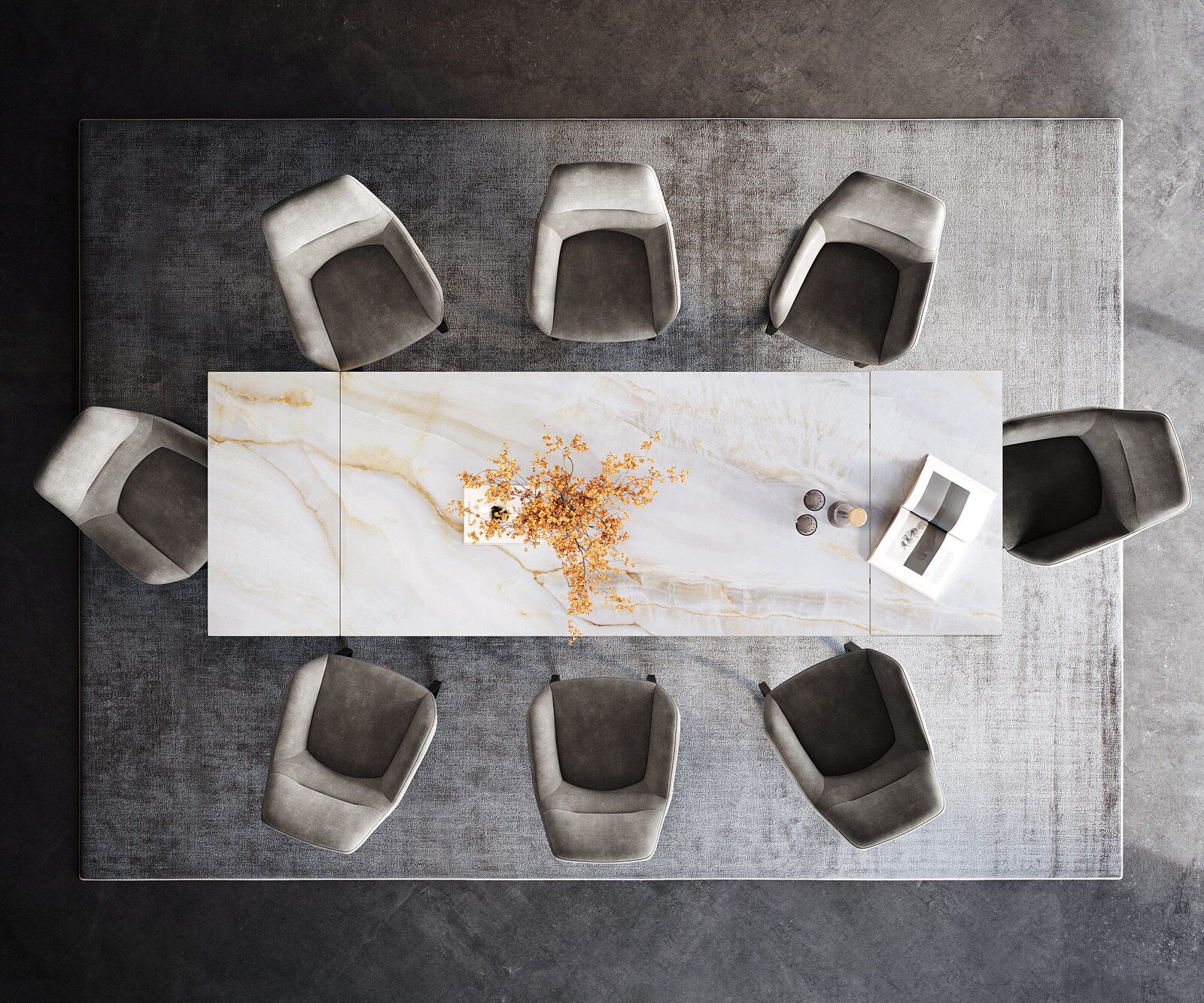 Table à manger extensible Edge 200-300x100 cm céramique Onyx Pearl Infinity métal noir 7