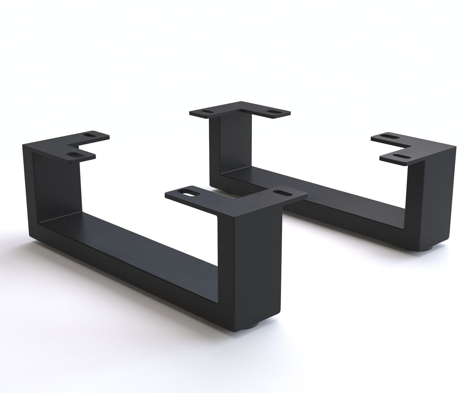 Pied-à-Patin 12,5 cm métal noir pour meubles à caisson de profondeur 45 cm (set de 2)