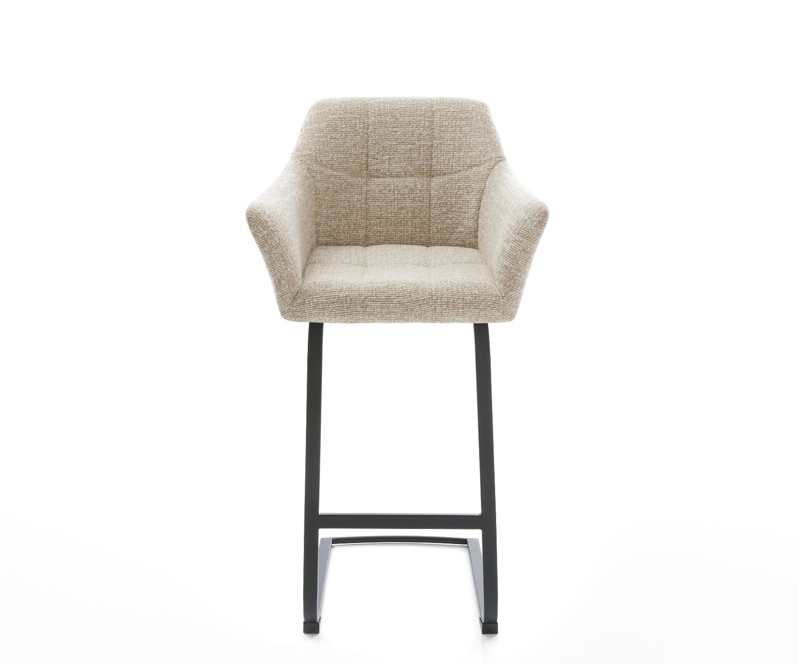 Chaise-de-bar Yulo-Flex Tissu tissé doux Beige Pied cantilever plat noir Noir 2