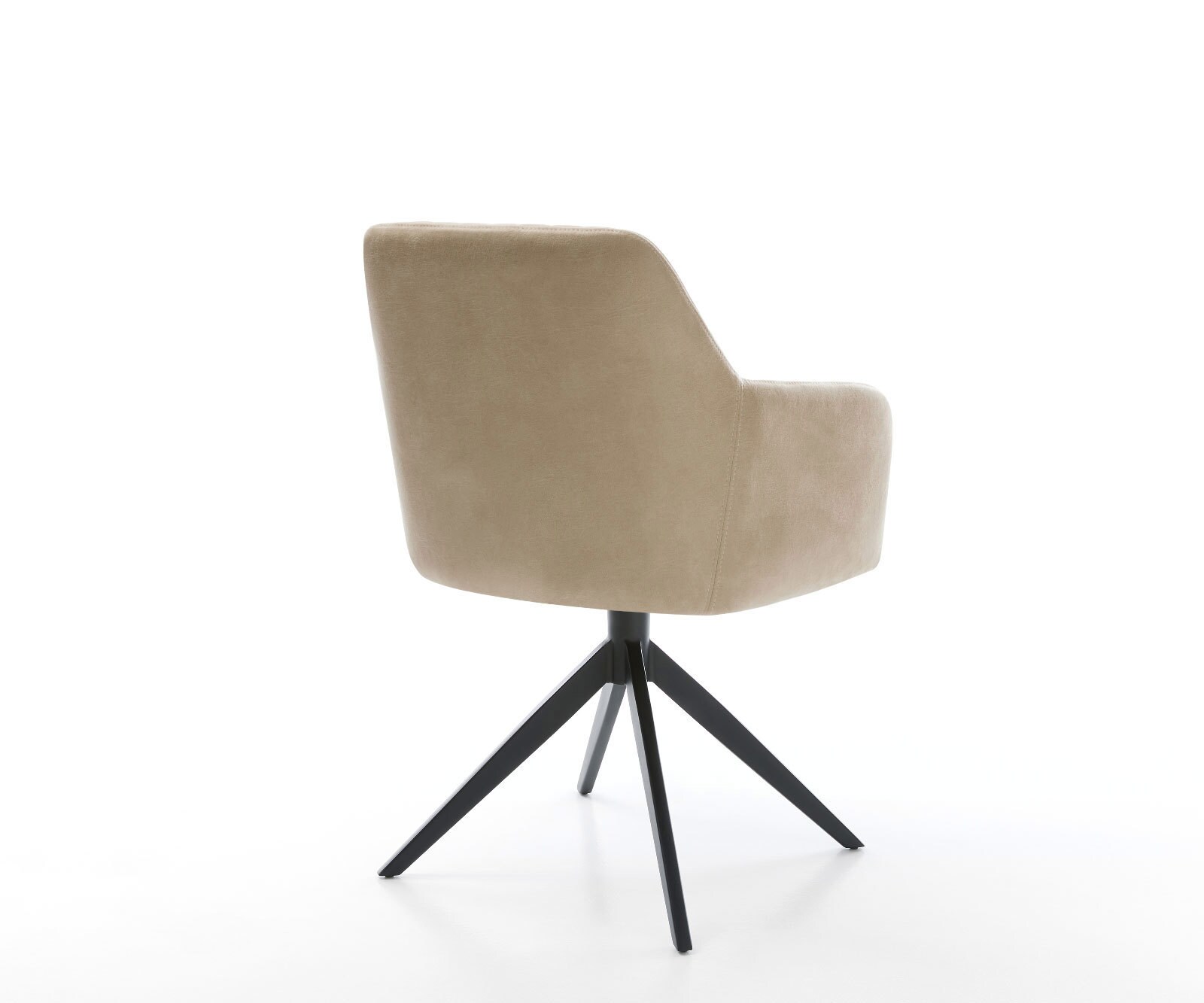 Chaise-de-salle-à-manger Greg-Flex microvelours beige vintage pied croisé large noir ressorts ensachés 4