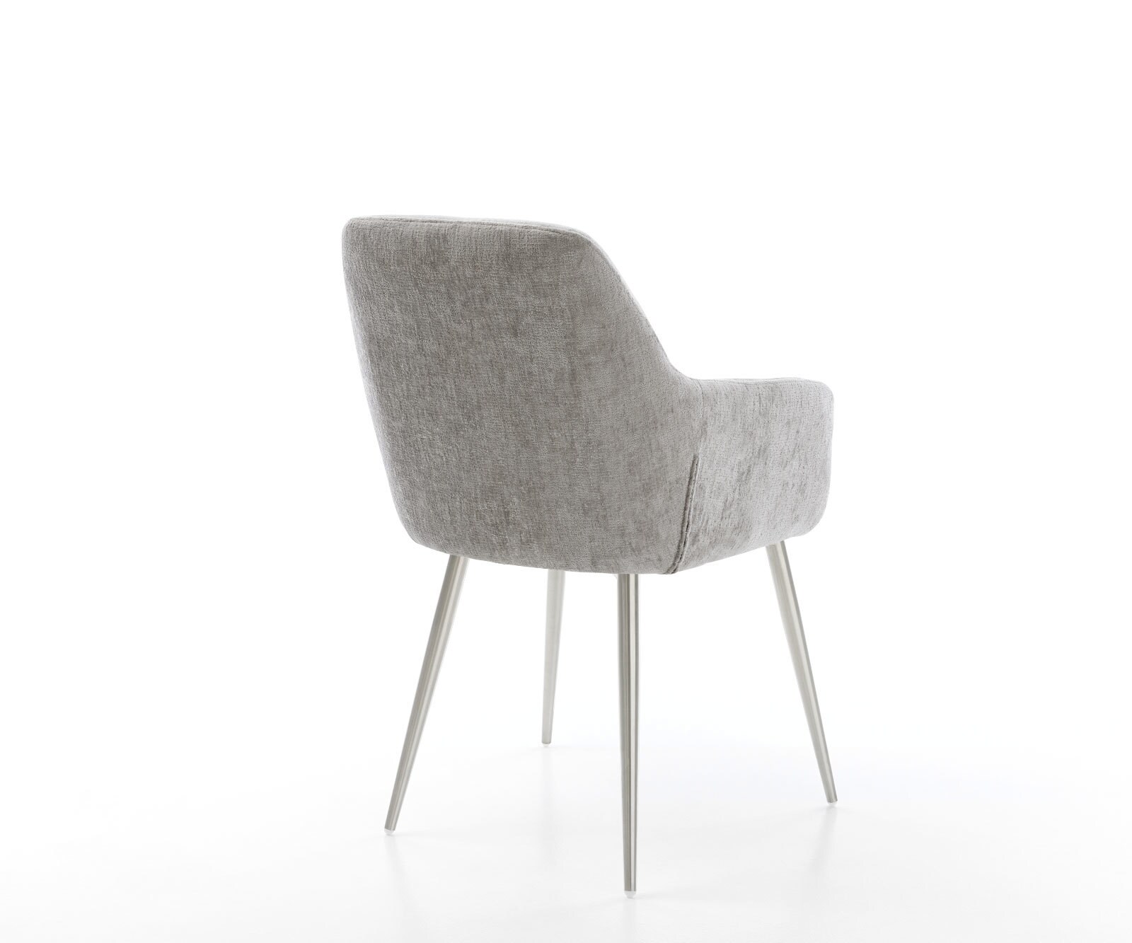 Chaise-de-salle-à-manger Pejo-Flex chenille gris argenté 4 pieds coniques acier inoxydable brossé ressorts ensachés 5