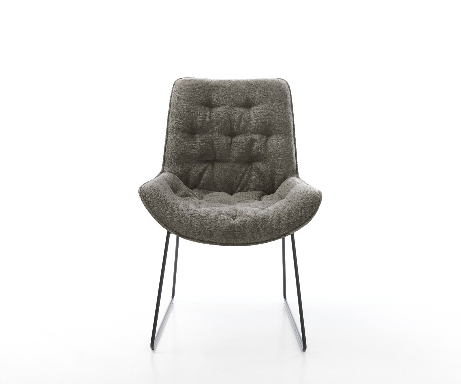 Chaise-de-salle-à-manger Taimi-Flex bouclé doux couleur boue pied trapèze noir 2