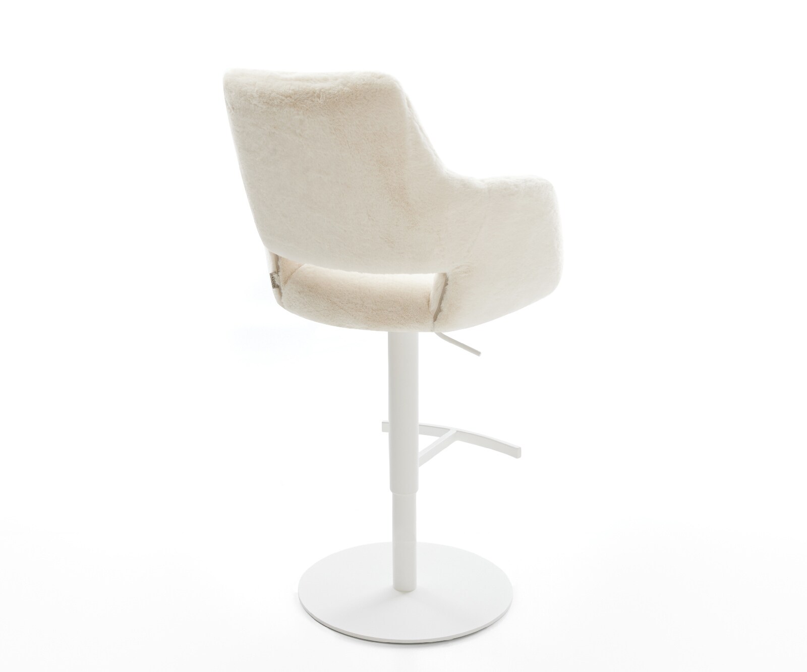 Chaise-de-bar Yago-Flex Peluche Crème-blanc Pied pivotant réglable en hauteur blanc Blanc Ressort ensaché 5