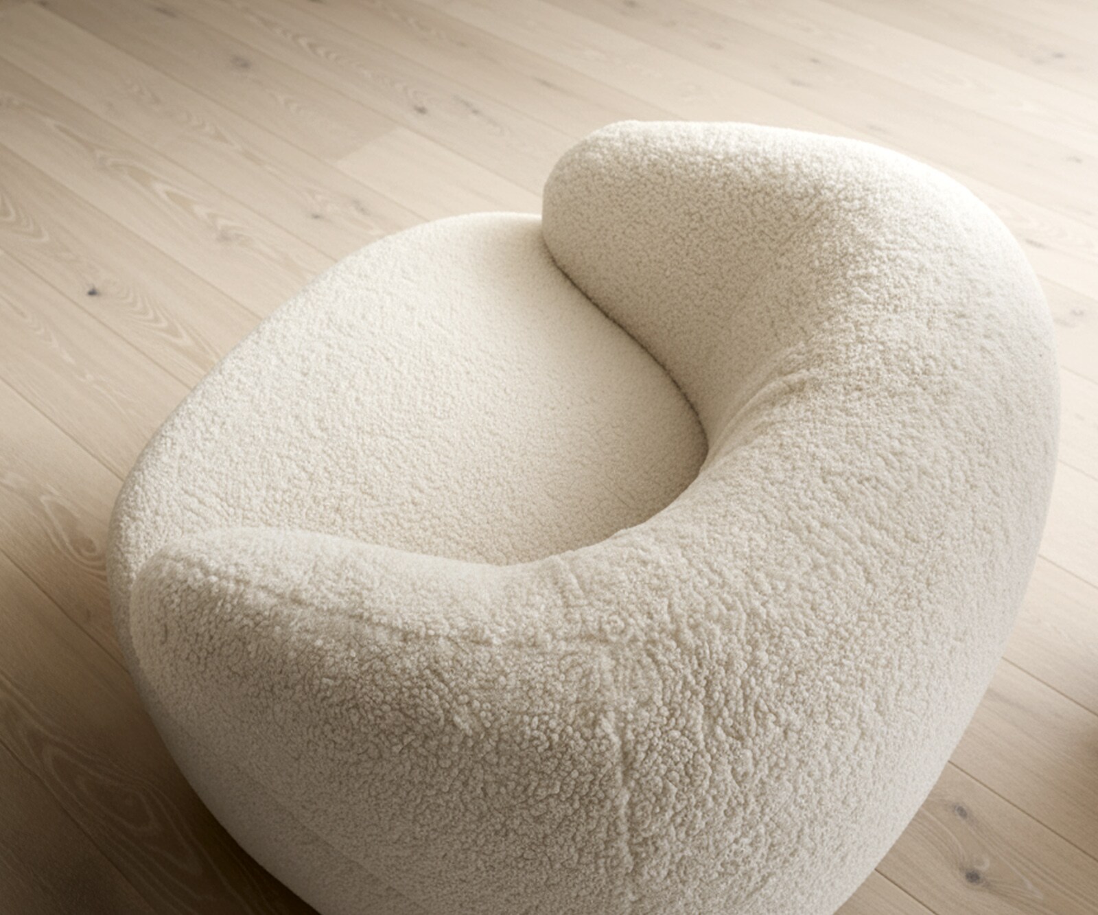 Fauteuil-Lounge  Nova 88 x 88 cm, tissu Teddy beige 3