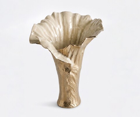 Vase Floris l46 x P39 x H57 cm Aluminium Champagner Ivory Fait main