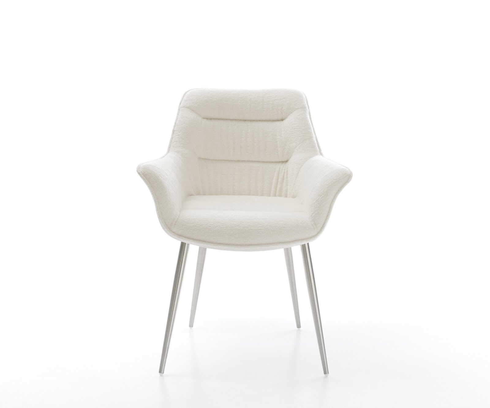 Chaise-de-salle-à-manger Kaira-Flex bouclé doux beige 4 pieds coniques acier inoxydable 1