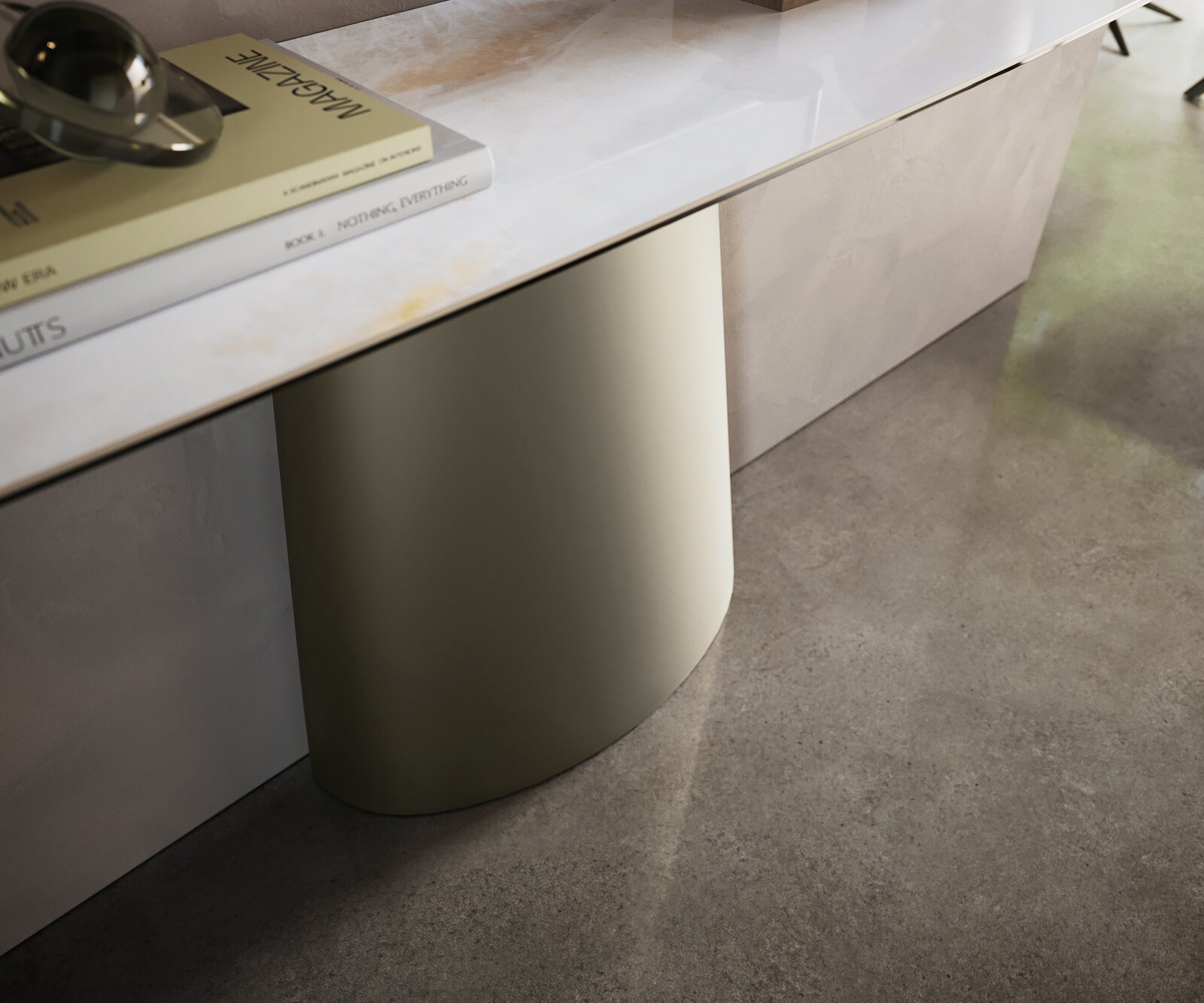 Console Edge forme bateau 180x40 cm Céramique Onyx Pearl Conos Métal Effektfinish Titan 6