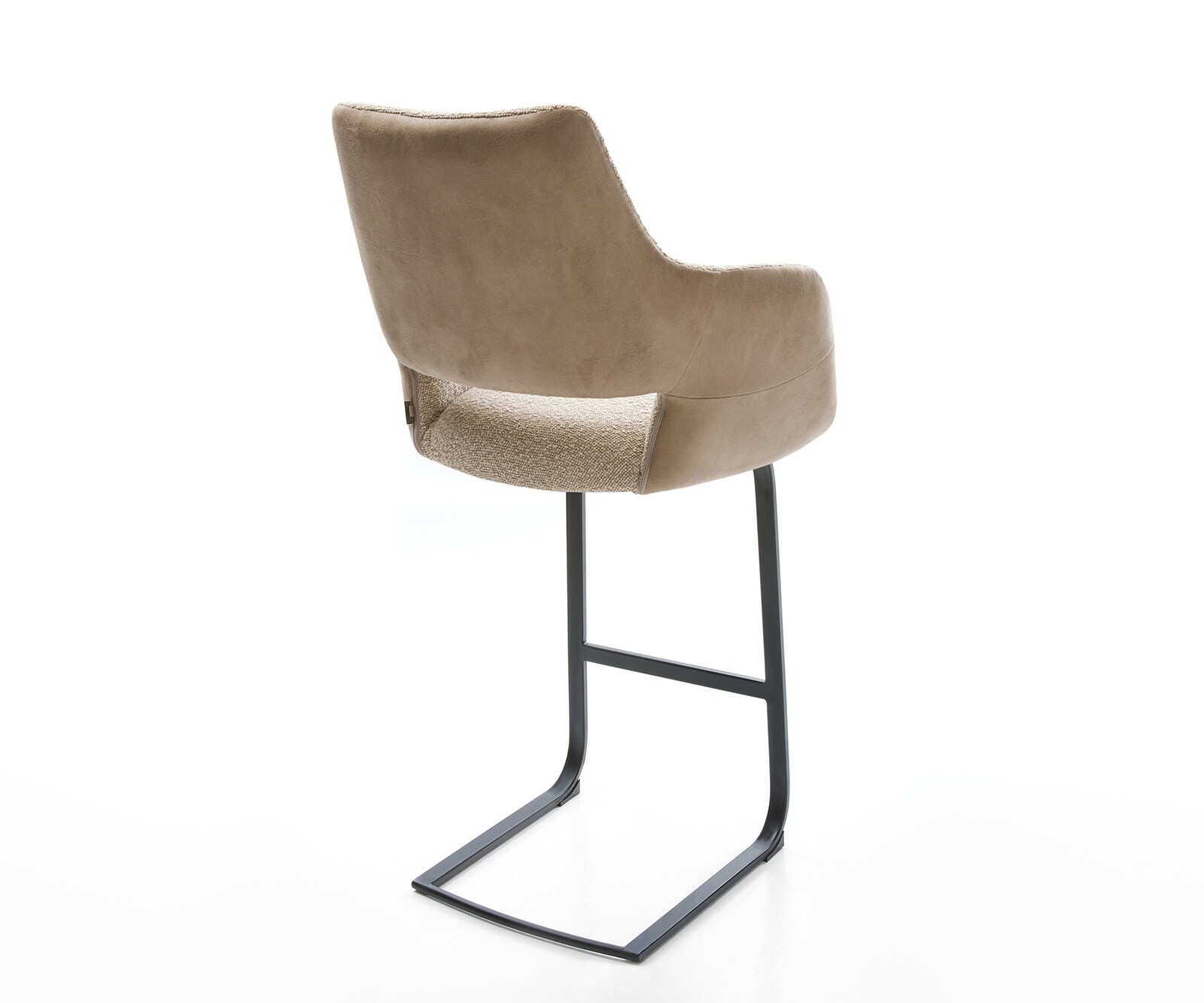Chaise-de-bar Yago-Flex mélange de matériaux microfibre boue / bouclé boue cadre luge plat métal noir ressorts ensachés 4