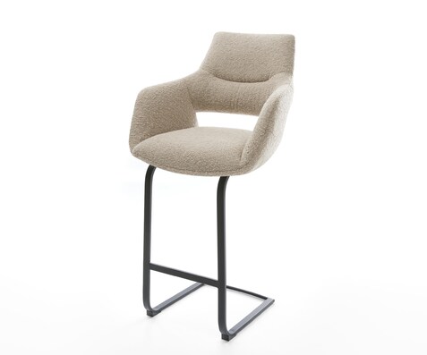 Chaise-de-bar Yago-Flex Bouclé Boue Pied cantilever plat noir Noir Ressort ensaché