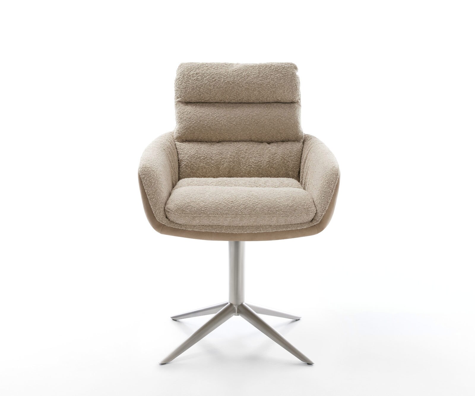 Chaise-pivotante Abelia-Flex avec accoudoirs tissu mixte couleur boue pied de chaise 4 branches acier inoxydable brossé pivotement sur 360° fonction bascule 1 Chaise-pivotante Abelia-Flex avec accoudoirs tissu mixte couleur boue pied de chaise 4 branches acier inoxydable brossé pivotement sur 360° fonction bascule 1