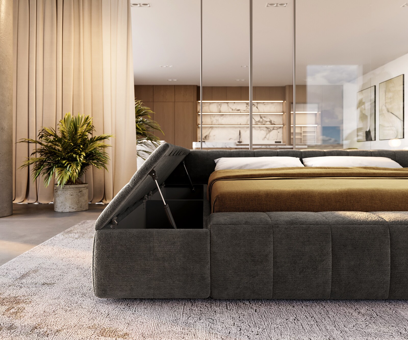 Sommier-rembourré Espazio 180x200 cm Bouclé Soft Boue 6