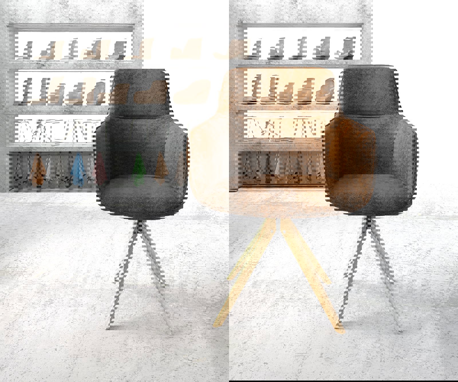 Chaise-pivotante Pejo-Flex brun antique cadre en bois angulaire pivote sur 180° 1 Chaise-pivotante Pejo-Flex brun antique cadre en bois angulaire pivote sur 180° 1