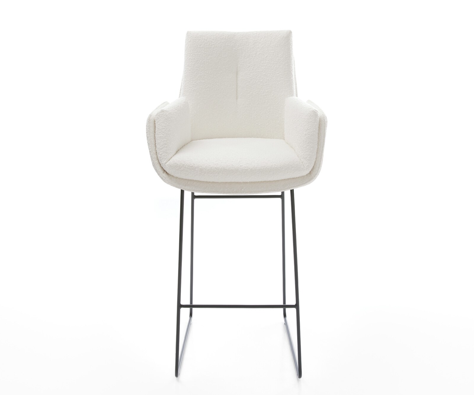 Chaise-de-bar Clea-Flex Bouclé Crème-blanc Pied trapèze noir Noir 1