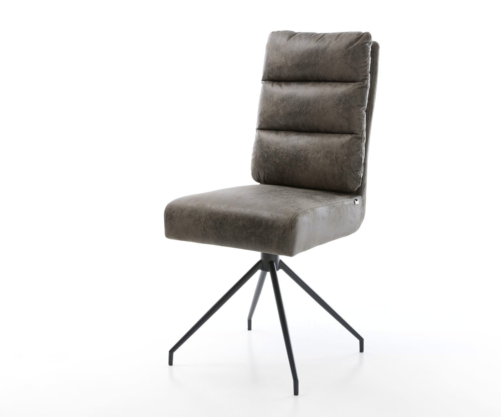 Chaise-de-salle-à-manger Pela-Flex microvelours gris antique pied croisé conique noir ressorts ensachés