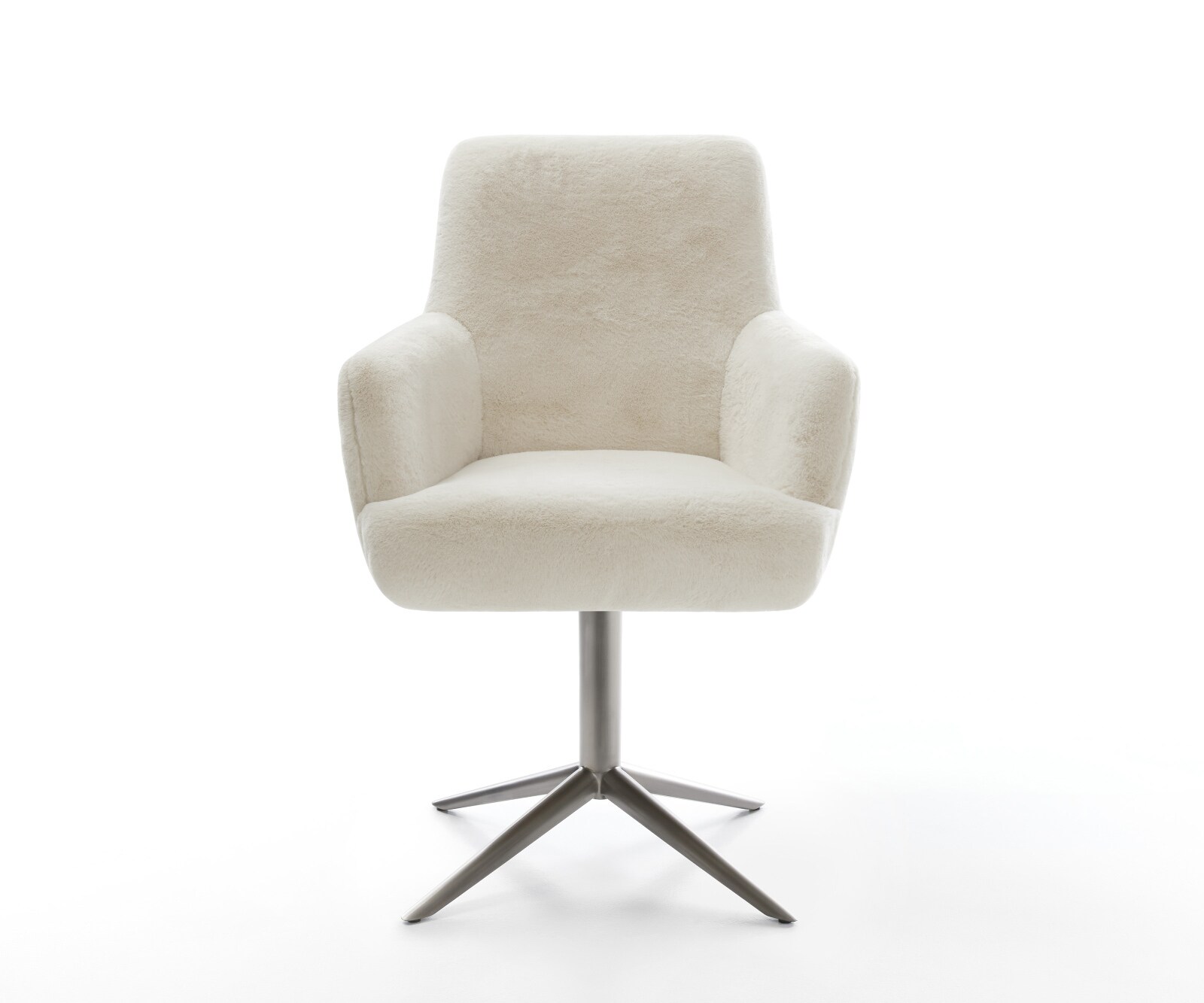 Chaise-pivotante Heira-Flex avec accoudoirs peluche crème-blanc pied de chaise 4 branches grafiete pivotement sur 360° fonction bascule resorts ensachés 2