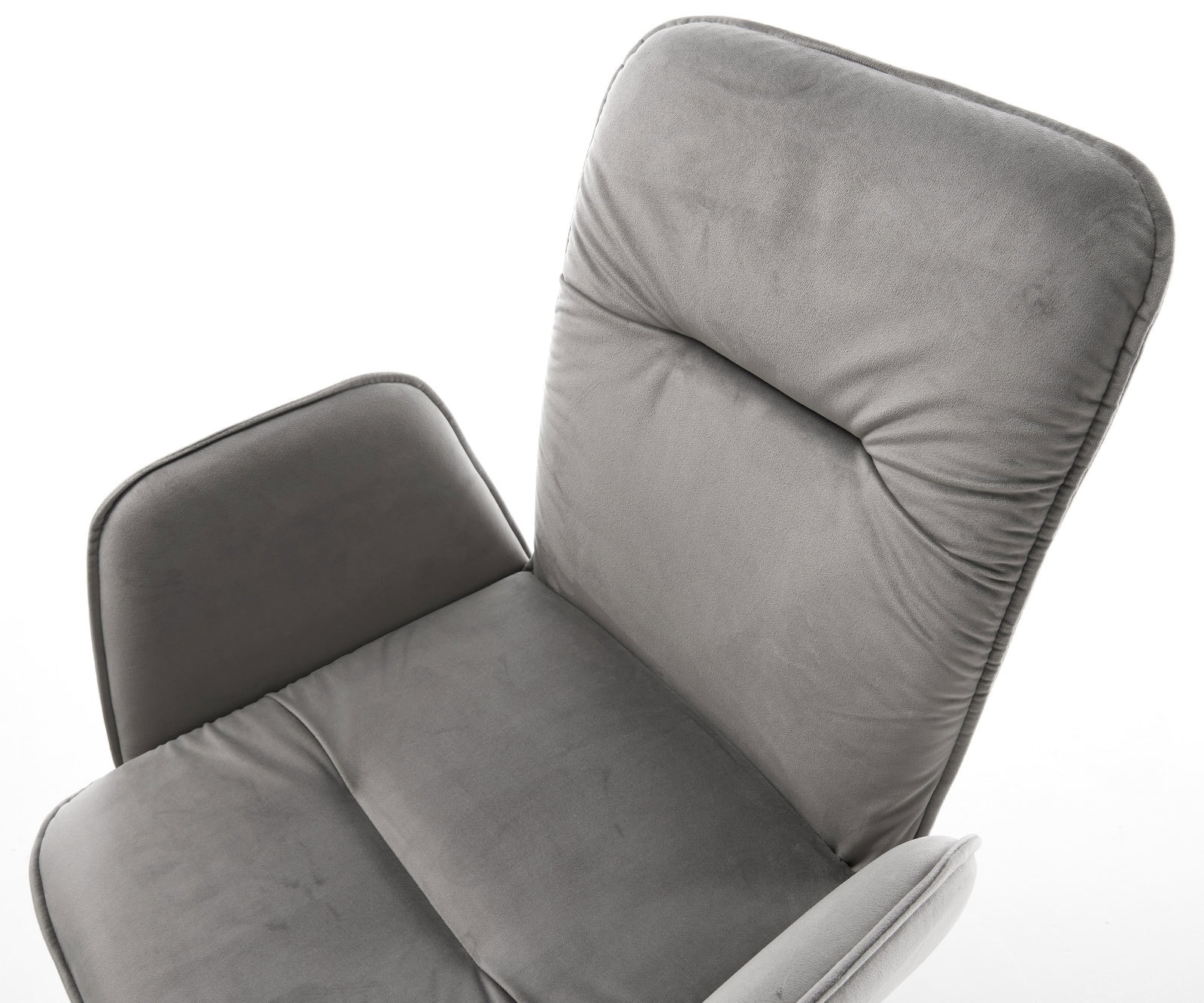 Chaise-pivotante Vinja-Flex velours gris pied croisé large acier inoxydable brossé pivotement sur 360° fonction bascule 3