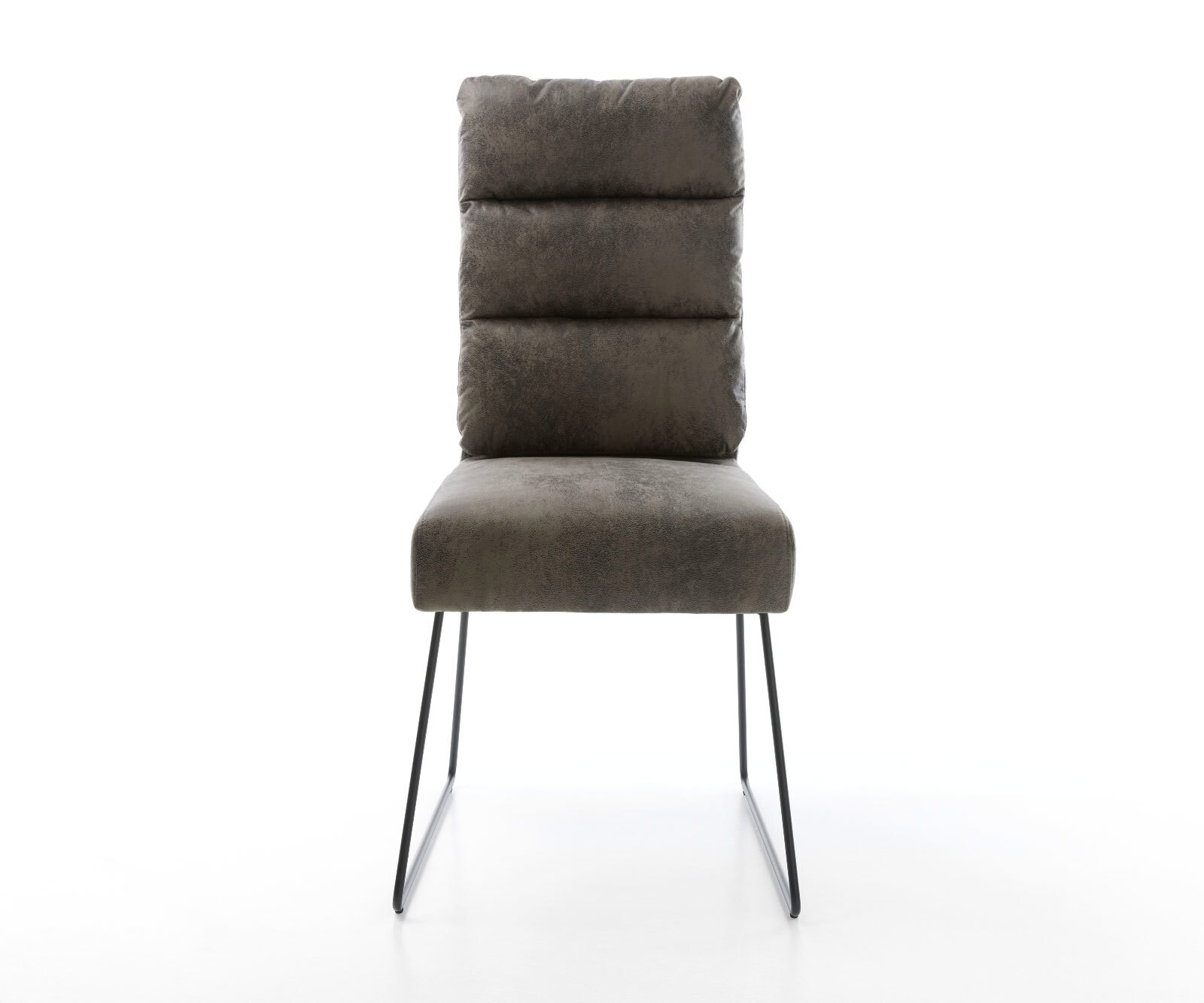 Chaise-de-salle-à-manger Pela-Flex microvelours gris antique pied trapèze noir ressorts ensachés 1 Chaise-de-salle-à-manger Pela-Flex microvelours gris antique pied trapèze noir ressorts ensachés 1