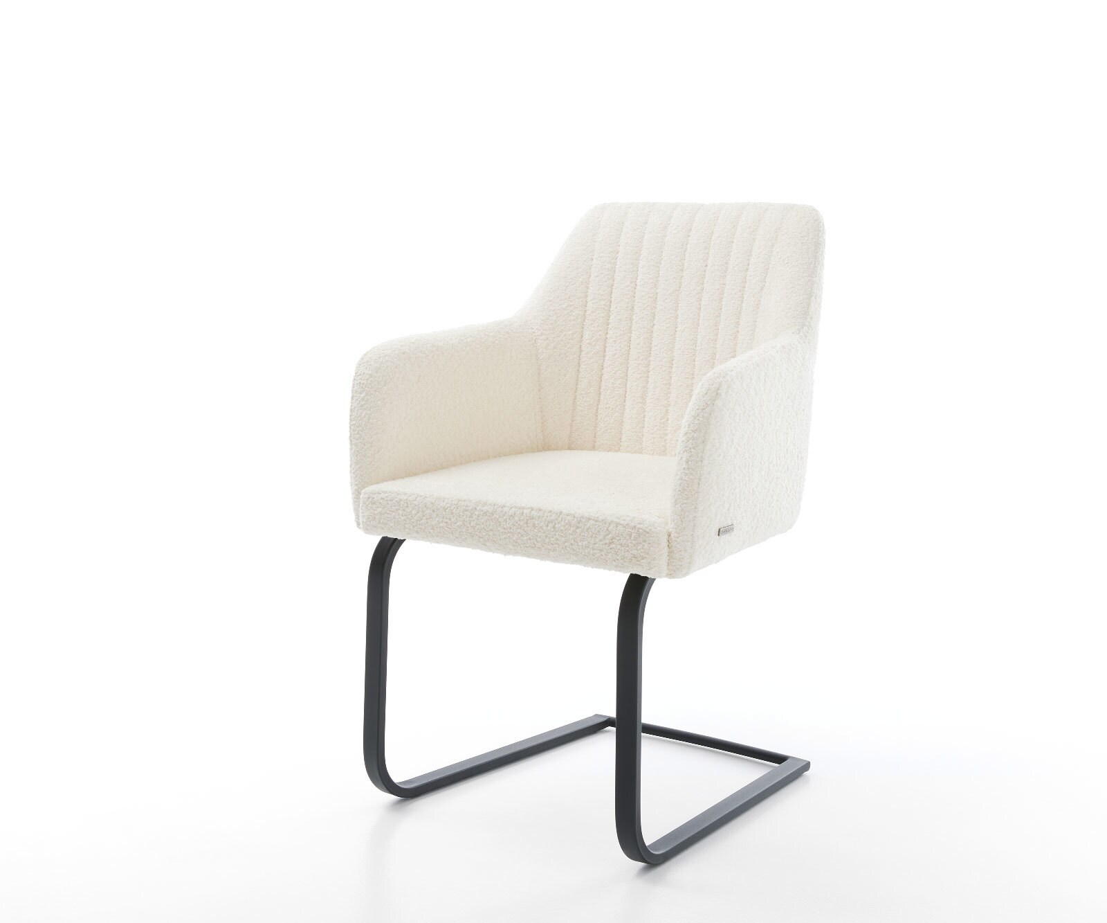 Cantilever Greg-Flex bouclé blanc pied cantilever plat noir ressorts ensachés