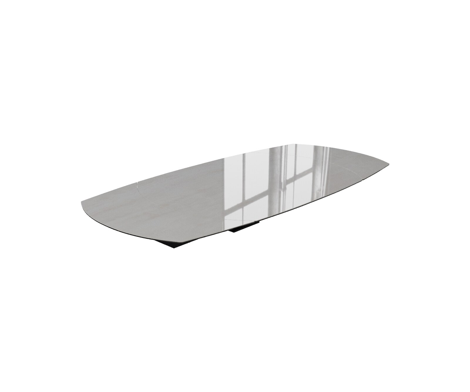 Plateau de table à manger Edge forme bateau 130-200 x 100 cm céramique onyx champagne extensible 1