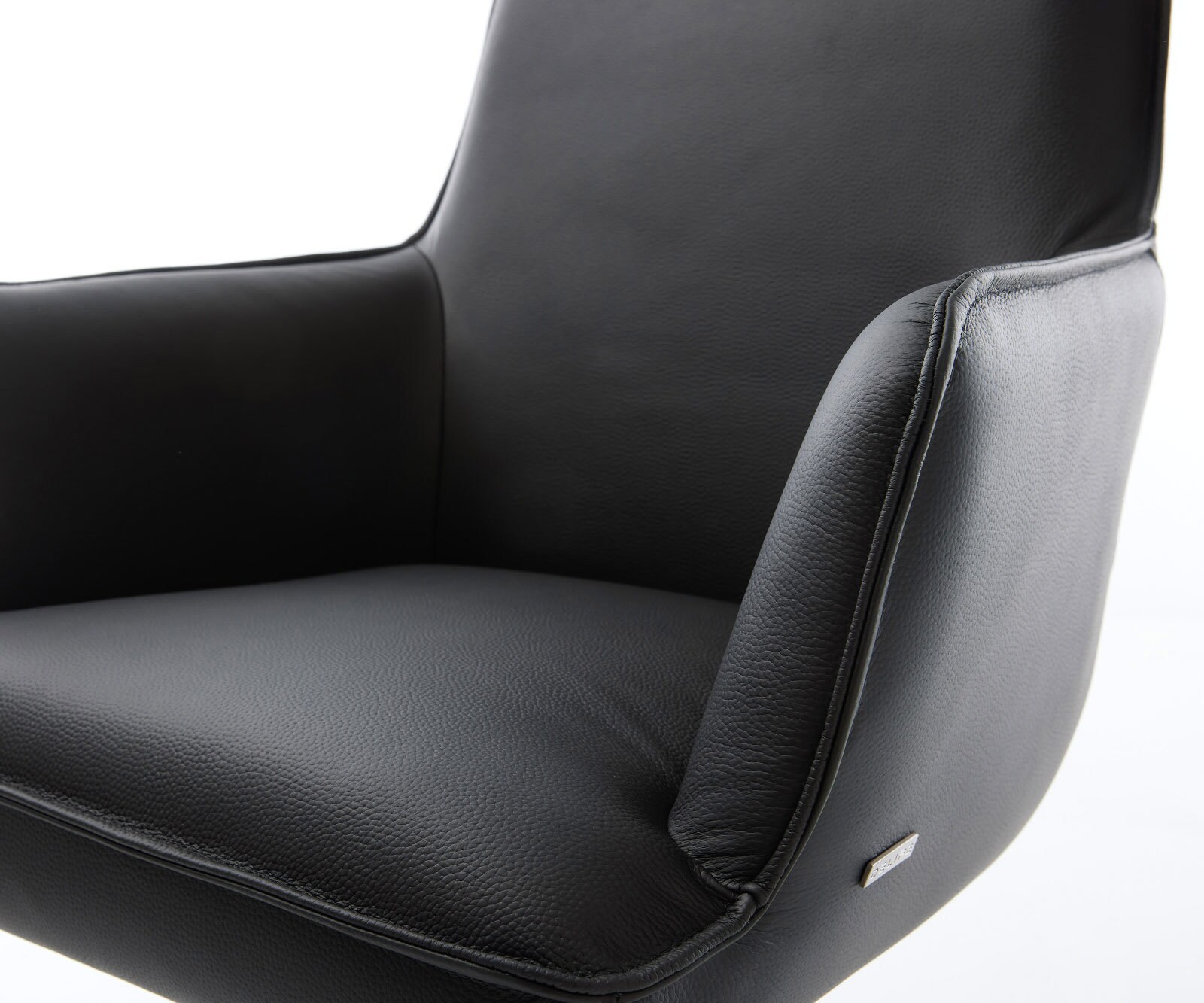 Chaise-pivotante Heira-Flex cuir de vache noir pied croisé large noir pivotement sur 360° fonction bascule ressorts ensachés 3