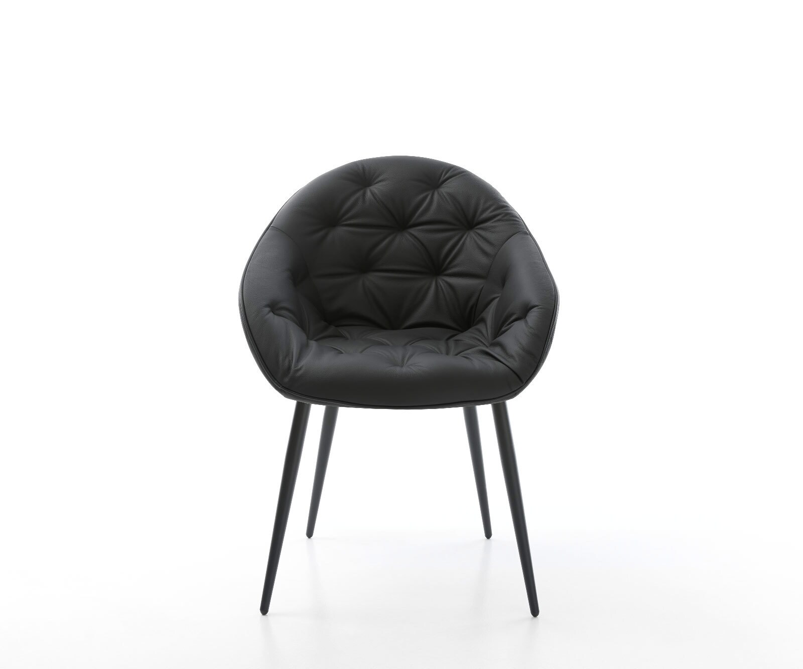 Chaise-de-salle-à-manger Gaio-Flex cuir de vache noir 4 pieds coniques noir 1