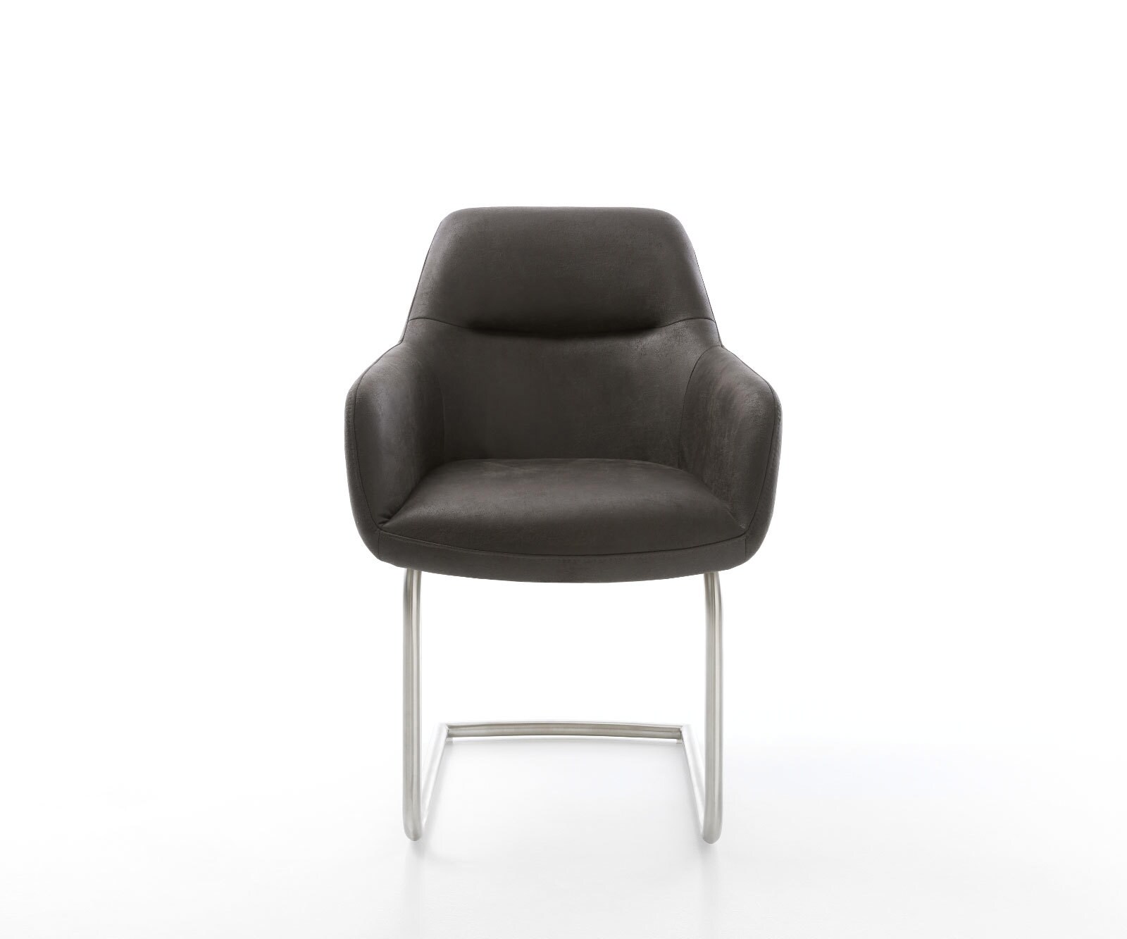 Cantilever Pejo-Flex microvelours anthracite vintage pied cantilever rond acier inoxydable brossé ressorts ensachés 1