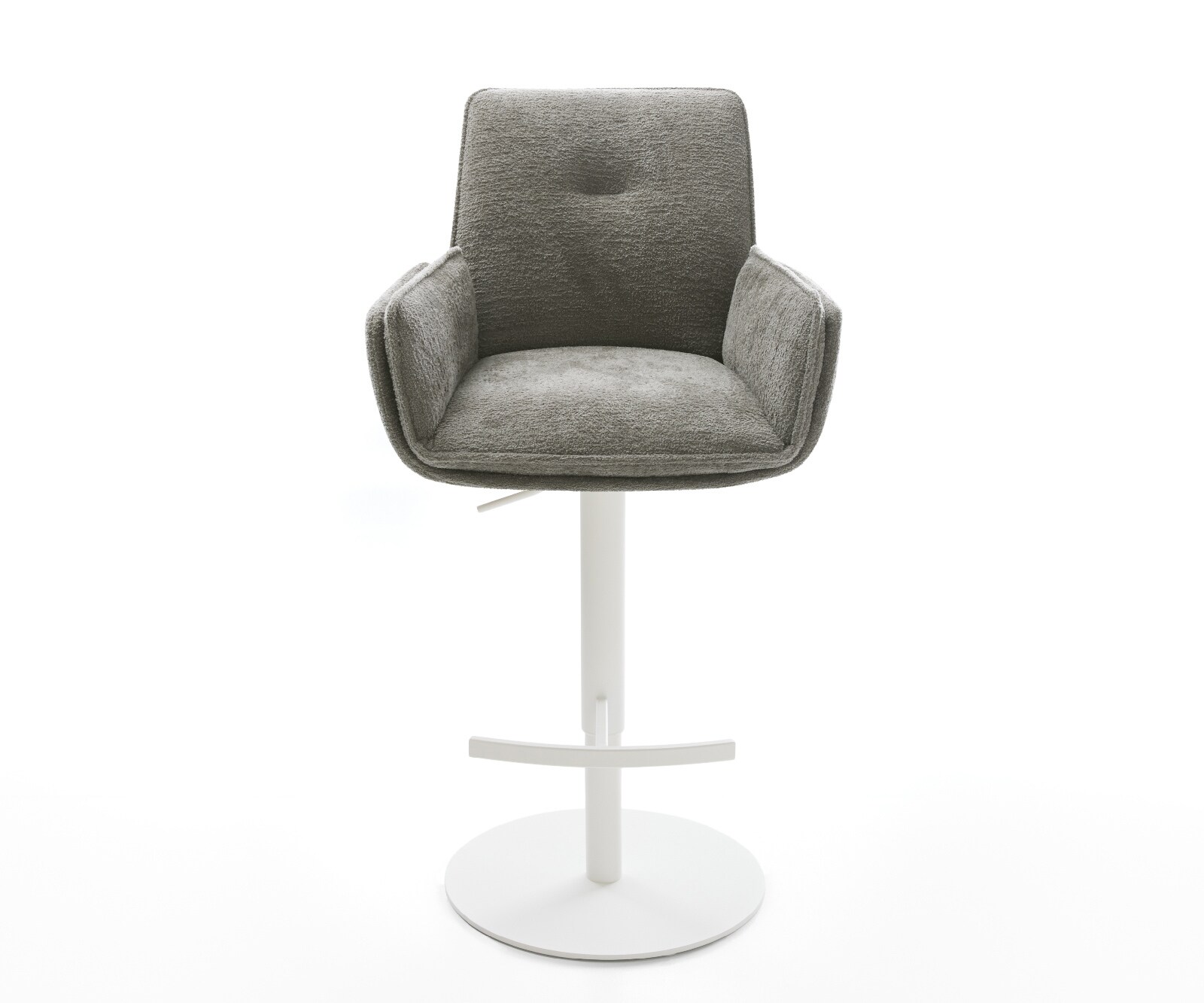 Chaise-de-bar Nela-Flex Bouclé doux Boue Pied pivotant réglable en hauteur blanc Blanc 1