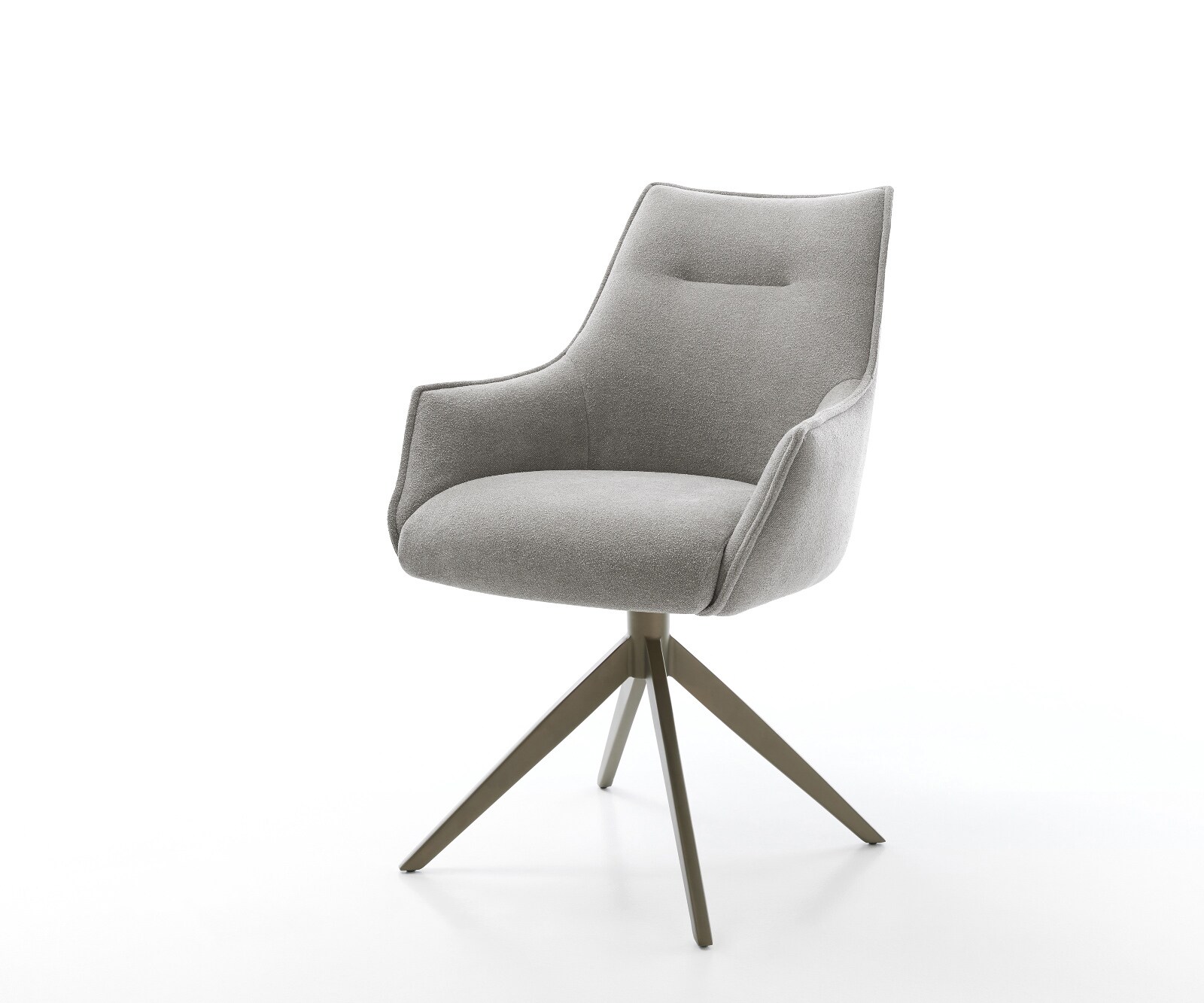 Chaise-pivotante Alja-Flex avec accoudoirs tissu structuré doux gris pied croisé large aspect titane pivotement sur 360° fonction bascule resorts ensachés 1