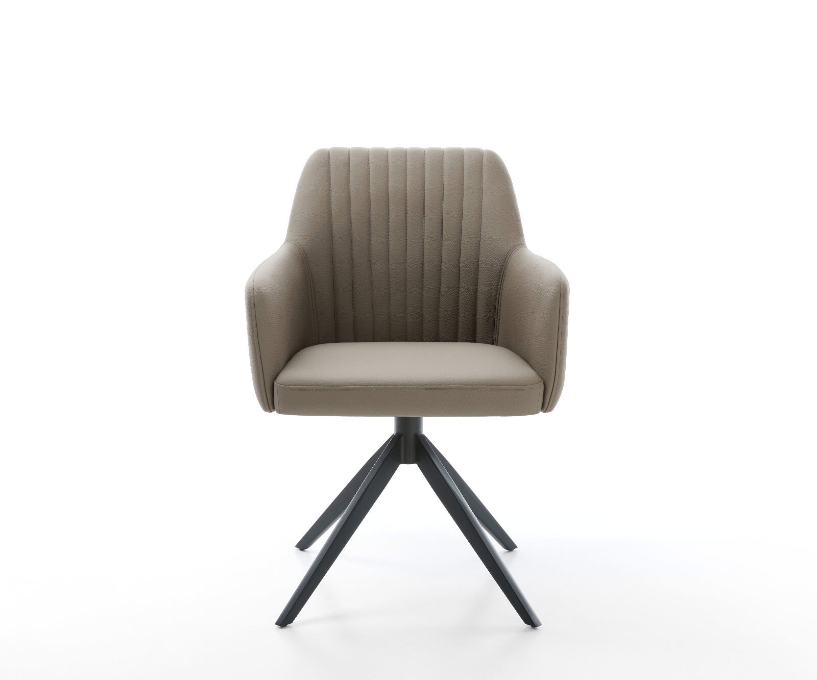Chaise-pivotante Greg-Flex cuir de vache couleur boue pied croisé large noir pivotement sur 360° fonction bascule ressorts ensachés 1