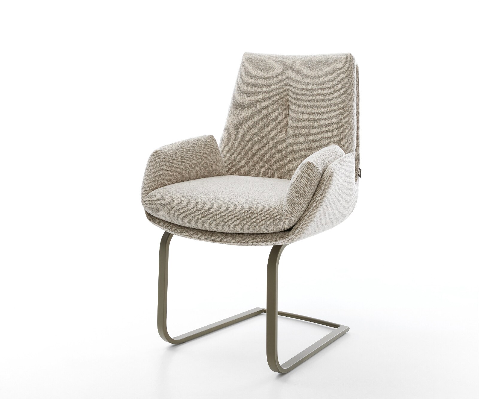 Cantilever Clea-Flex tissu tissé doux beige pied cantilever plat aspect titane