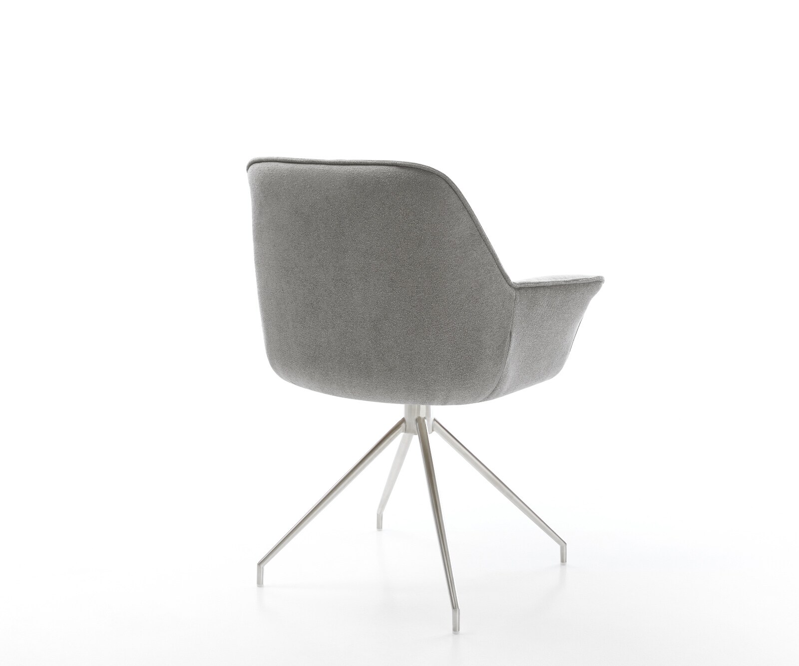 Chaise-de-salle-à-manger Keila-Flex avec accoudoirs tissu structuré doux gris pied croisé conique acier inoxydable 5
