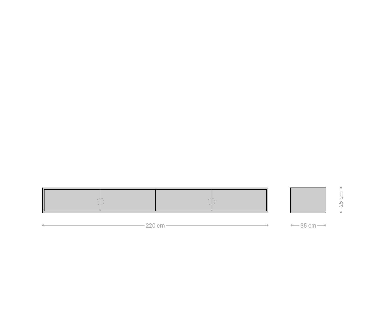 Meuble-TV Fevo 220 cm acacia naturel 4 portes flottantes 5