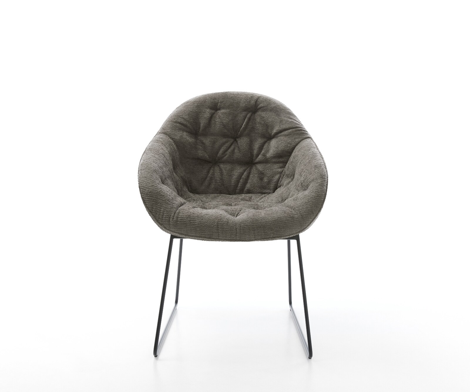 Chaise-de-salle-à-manger Gaio-Flex bouclé doux couleur boue pied trapèze noir 1