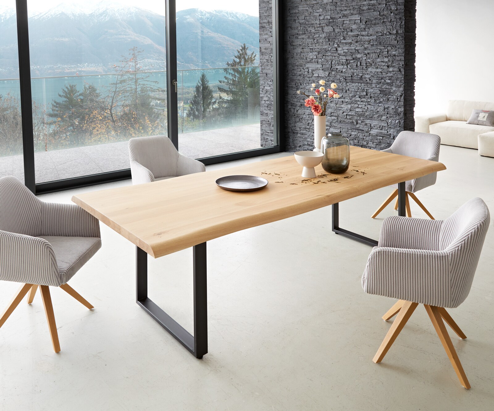 Table à manger Edge 260x100 chêne nature patin noir Live-Edge 6