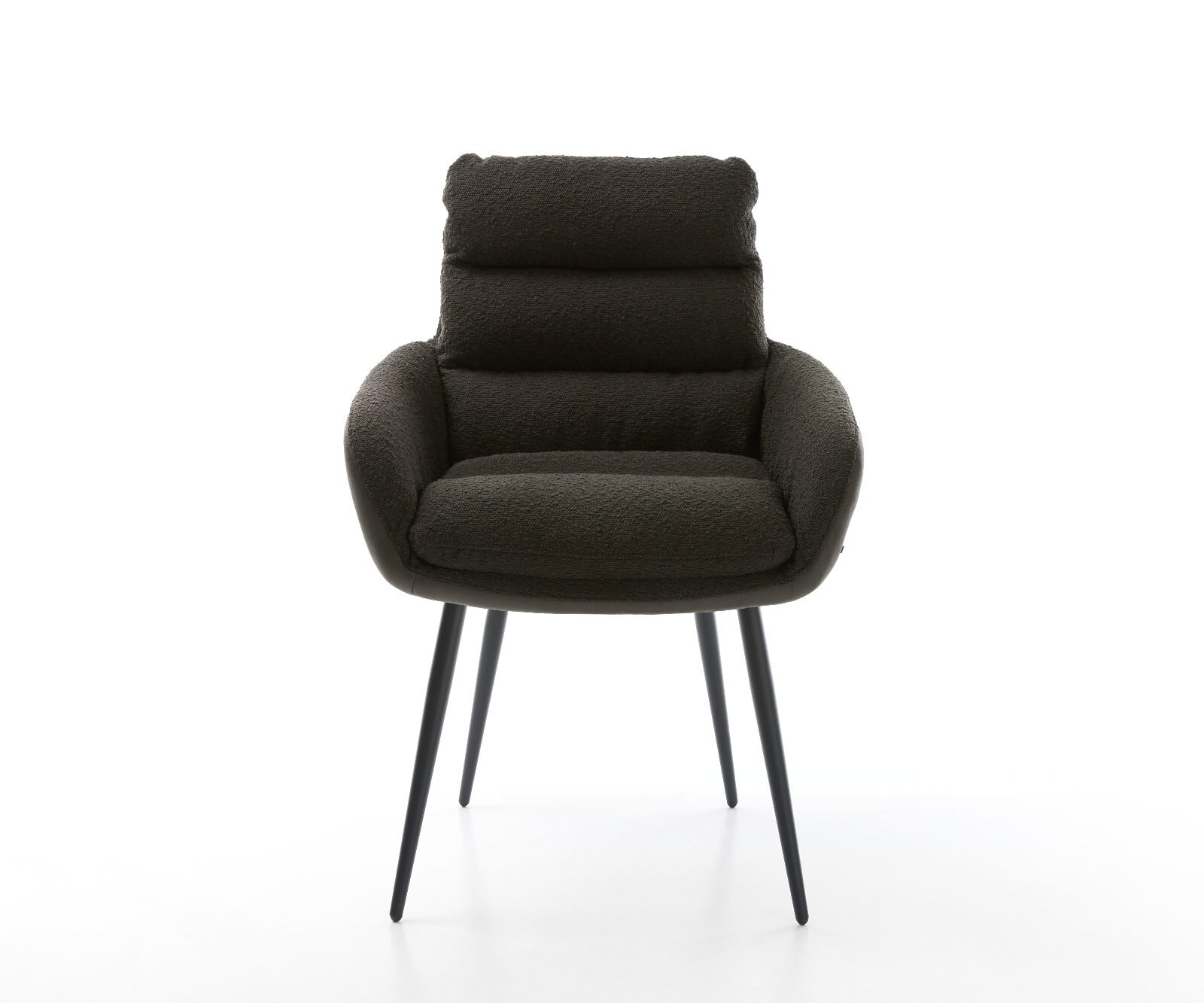 Chaise-de-salle-à-manger Abelia-Flex avec accoudoirs tissu mixte noir 4 pieds coniques acier inoxydable brossé 1 Chaise-de-salle-à-manger Abelia-Flex avec accoudoirs tissu mixte noir 4 pieds coniques acier inoxydable brossé 1