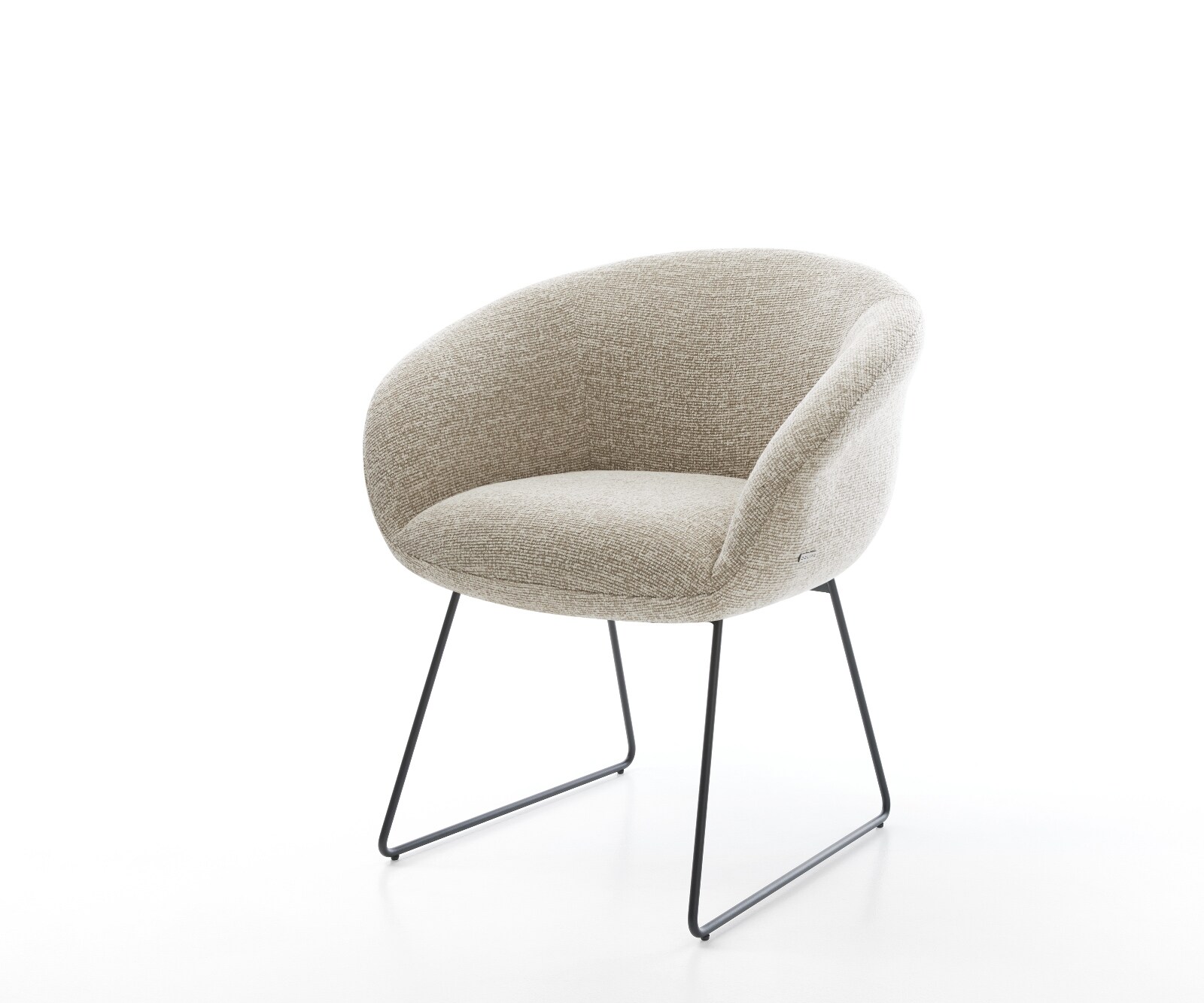 Chaise-de-salle-à-manger Vinka-Flex avec accoudoirs tissu tissé doux beige pied trapèze noir resorts ensachés 1