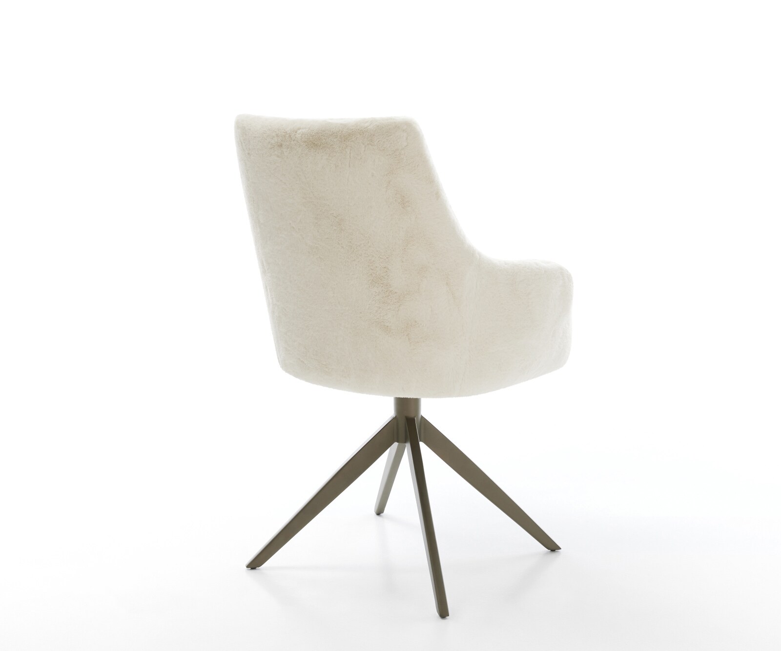 Chaise-pivotante Alja-Flex avec accoudoirs peluche crème-blanc pied croisé large aspect titane pivotement sur 360° fonction bascule resorts ensachés 4