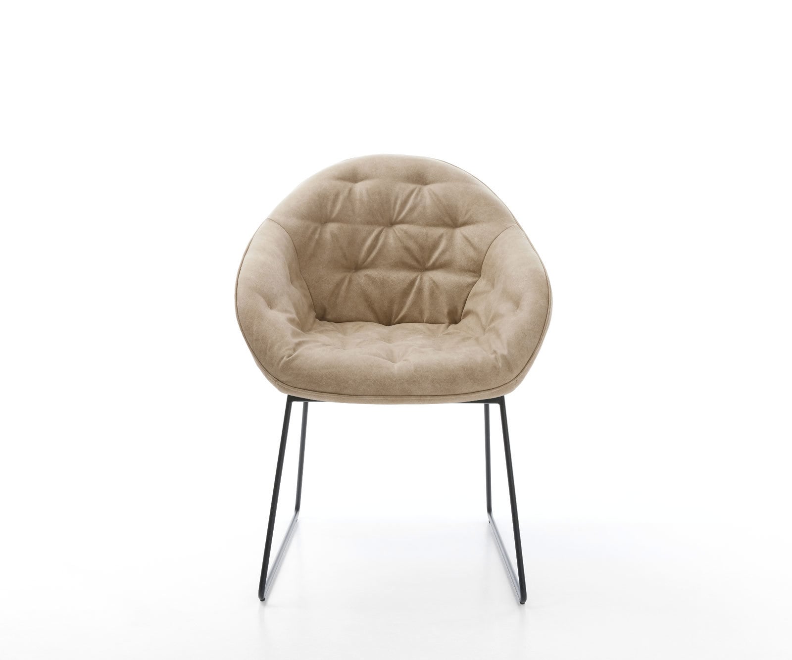 Chaise-de-salle-à-manger Gaio-Flex microvelours beige vintage pied trapèze noir 1 Chaise-de-salle-à-manger Gaio-Flex microvelours beige vintage pied trapèze noir 1