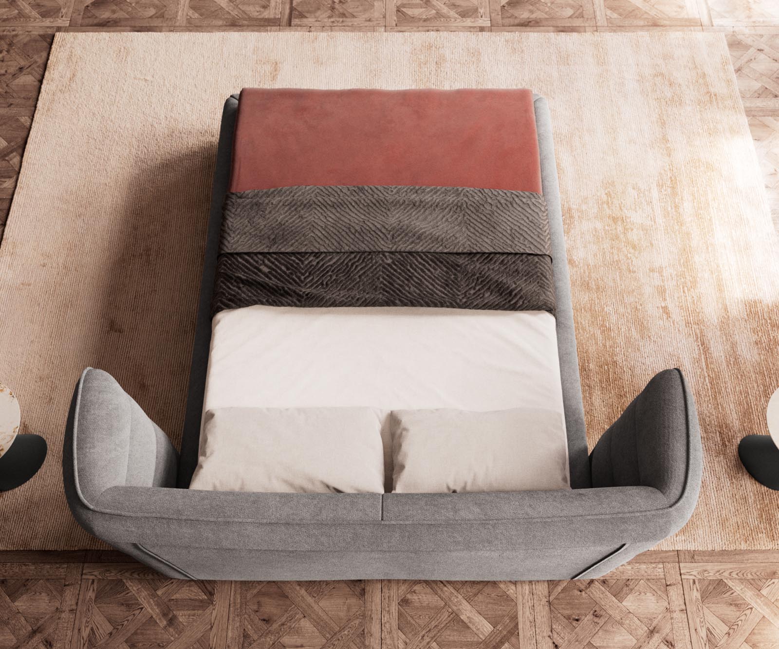 Sommier rembourré Simea 140x200 cm microfibre grise 6 Sommier rembourré Simea 140x200 cm microfibre grise 6