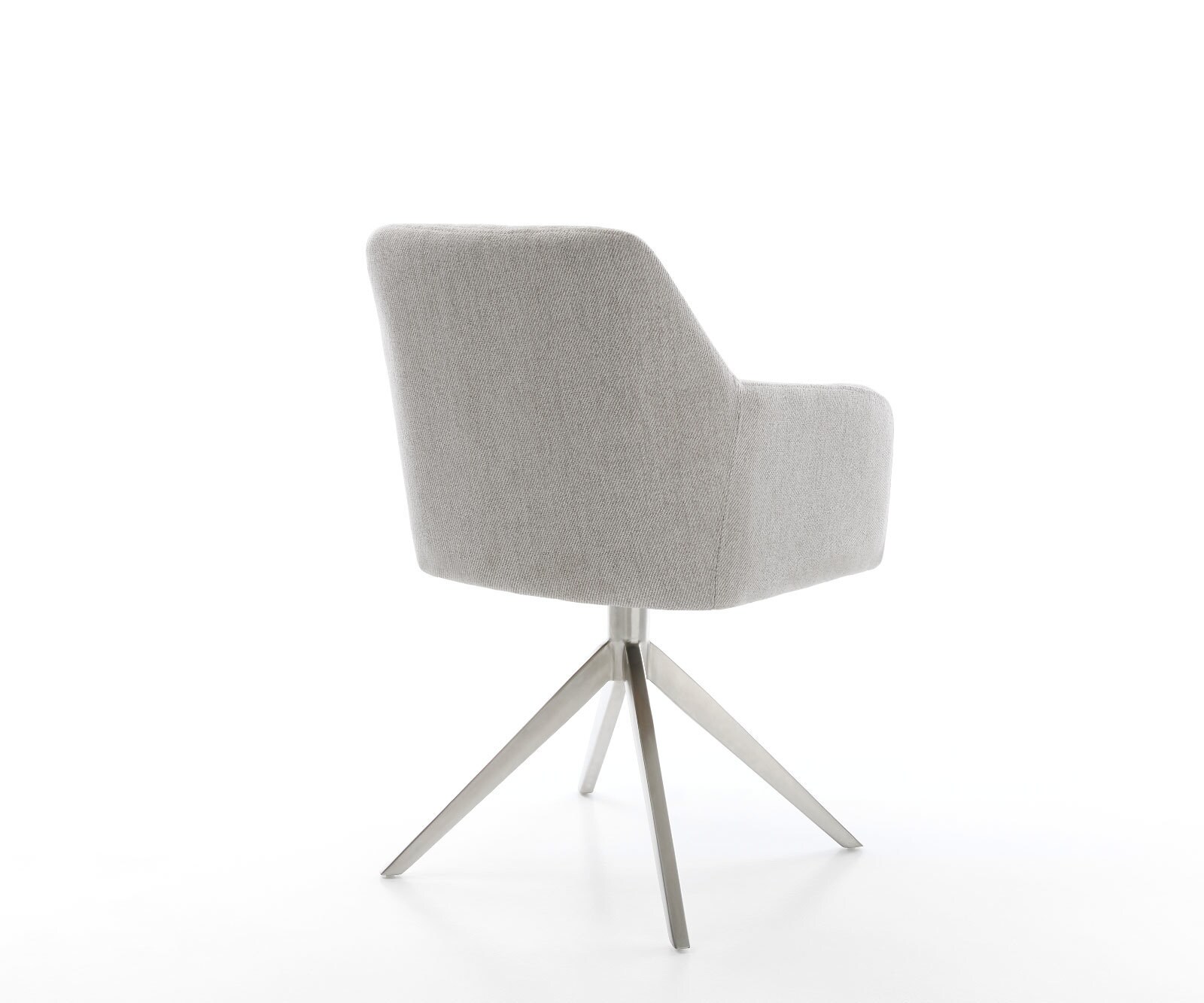 Chaise-de-salle-à-manger Greg-Flex rayures gris clair pied croisé large acier inoxydable brossé ressorts ensachés 5