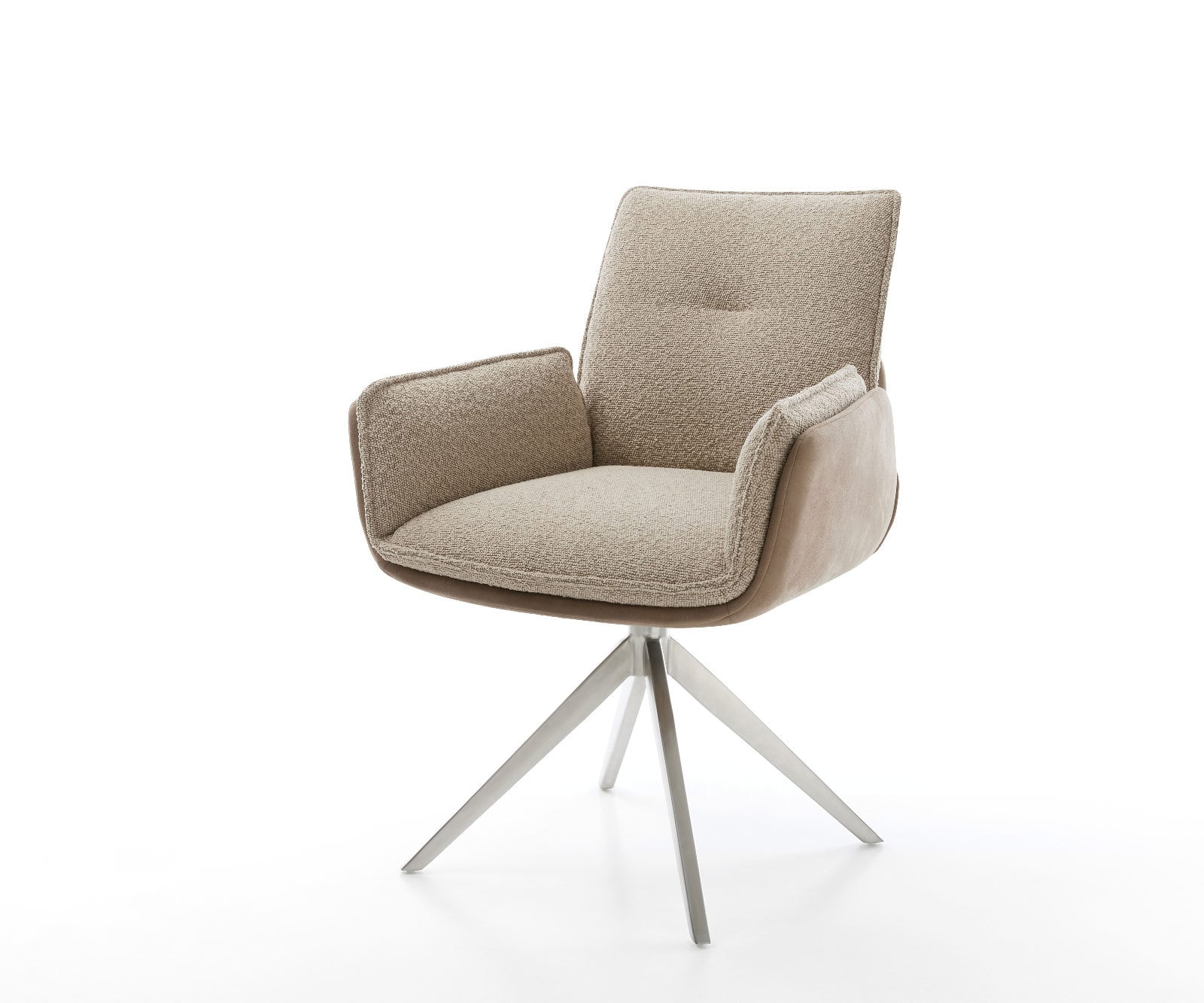 Chaise-pivotante Nela-Flex microvelours boue pied croisé large acier inoxydable brossé pivotement sur 360° fonction bascule Chaise-pivotante Nela-Flex microvelours boue pied croisé large acier inoxydable brossé pivotement sur 360° fonction bascule